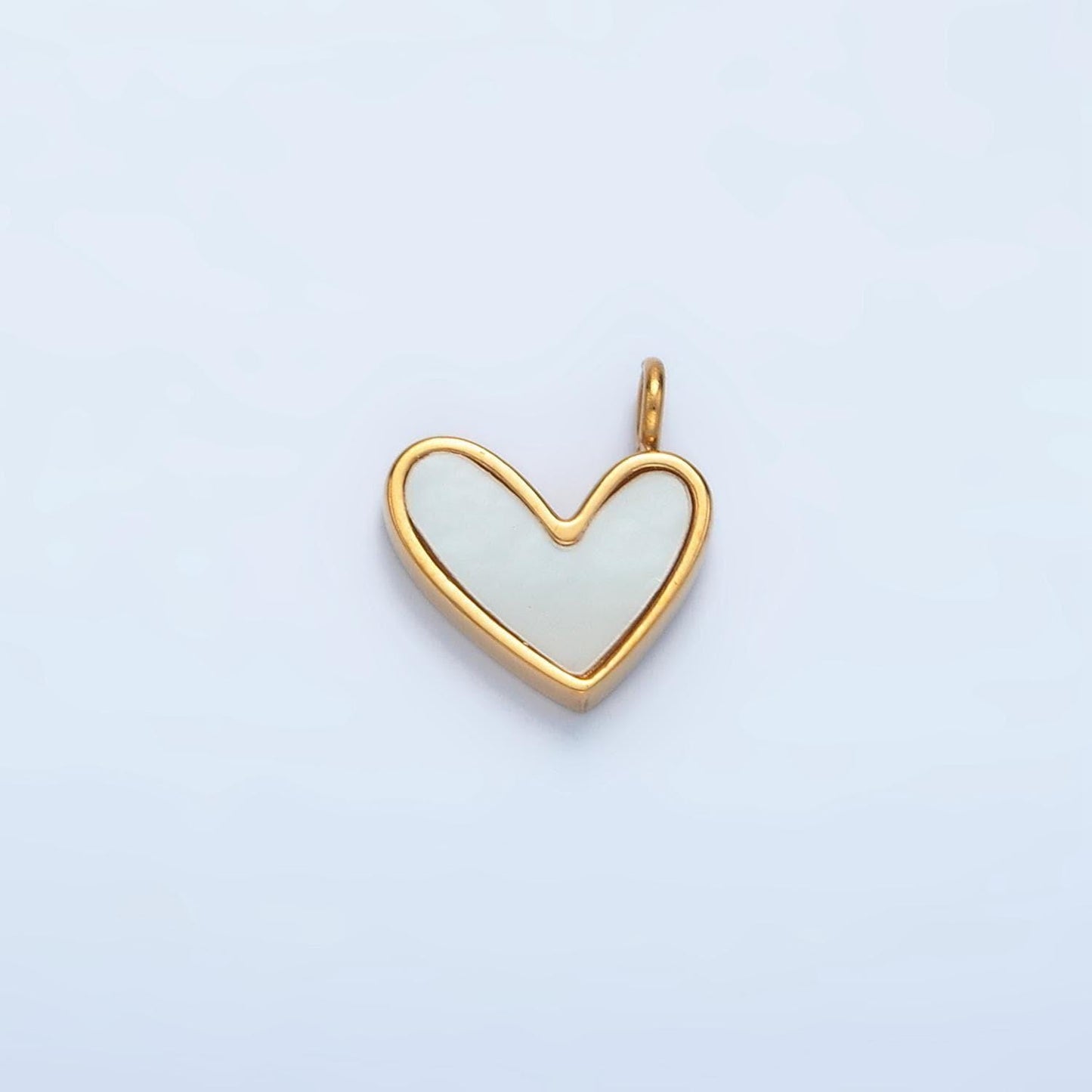 Dainty gold pearl heart charm stainless steel pendant for bracelet necklace charm supply p-881