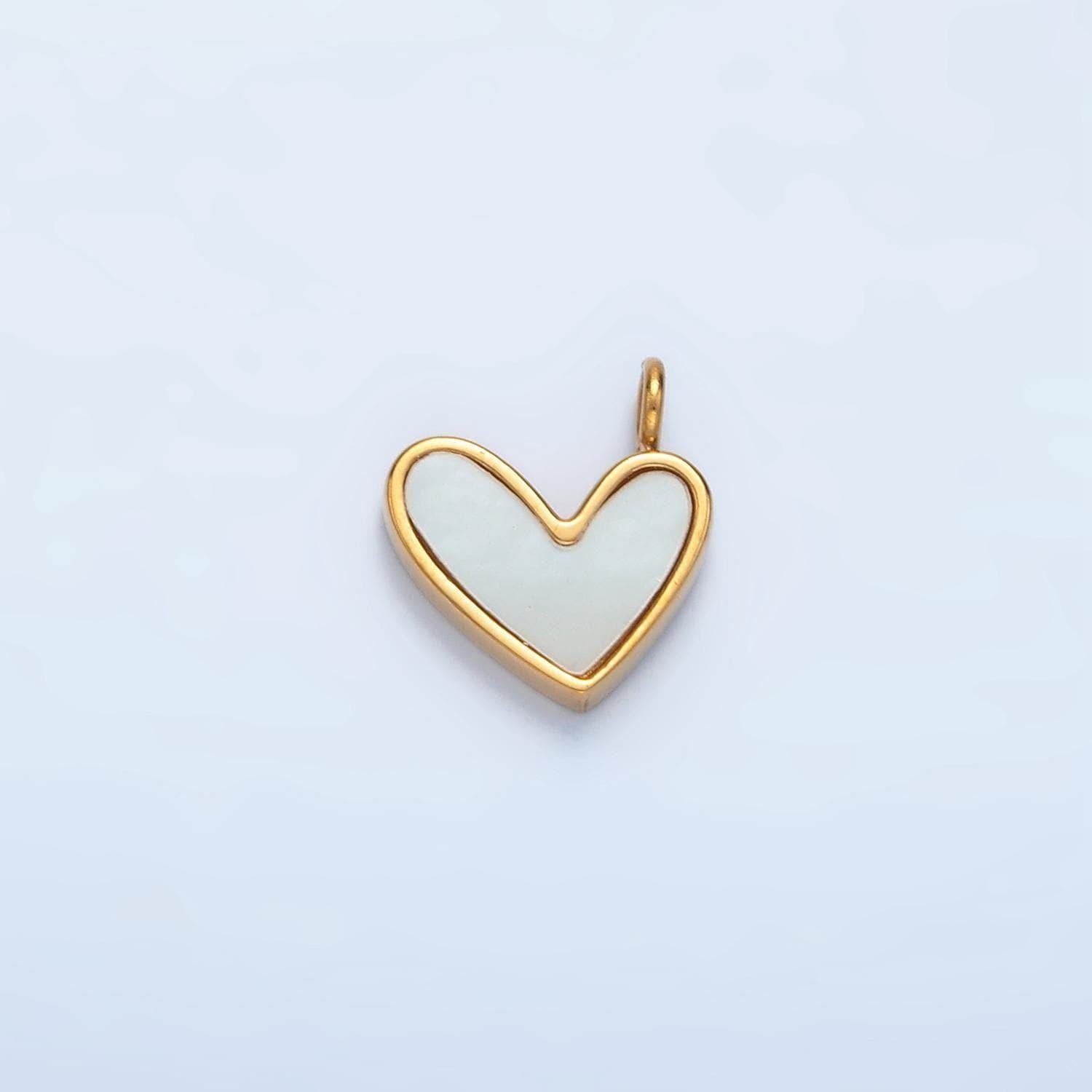 Dainty gold pearl heart charm stainless steel pendant for bracelet necklace charm supply p-881
