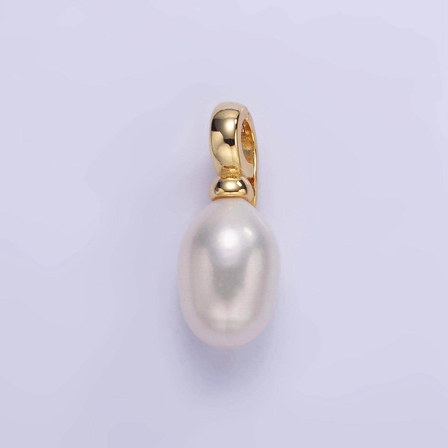 Dainty white potato pearl charm with 18k gold filled hinged pull clasp charm bail p-1889