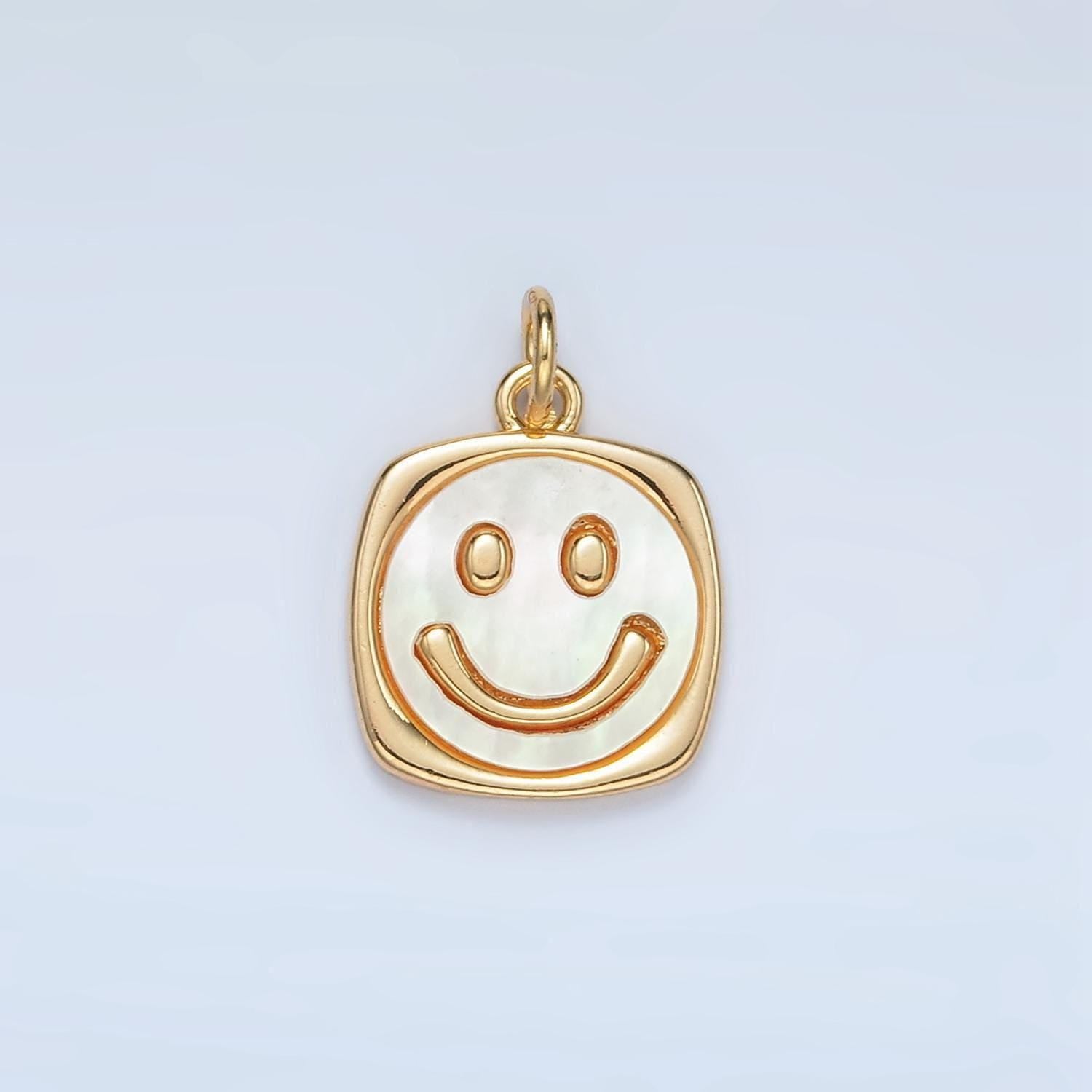 24k gold filled 13mm shell pearl happy smile charm dont worry be happy inspired charm | m-566