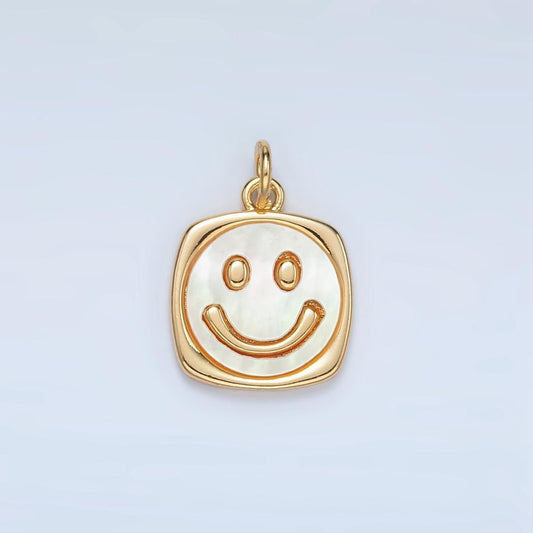 24k gold filled 13mm shell pearl happy smile charm dont worry be happy inspired charm | m-566