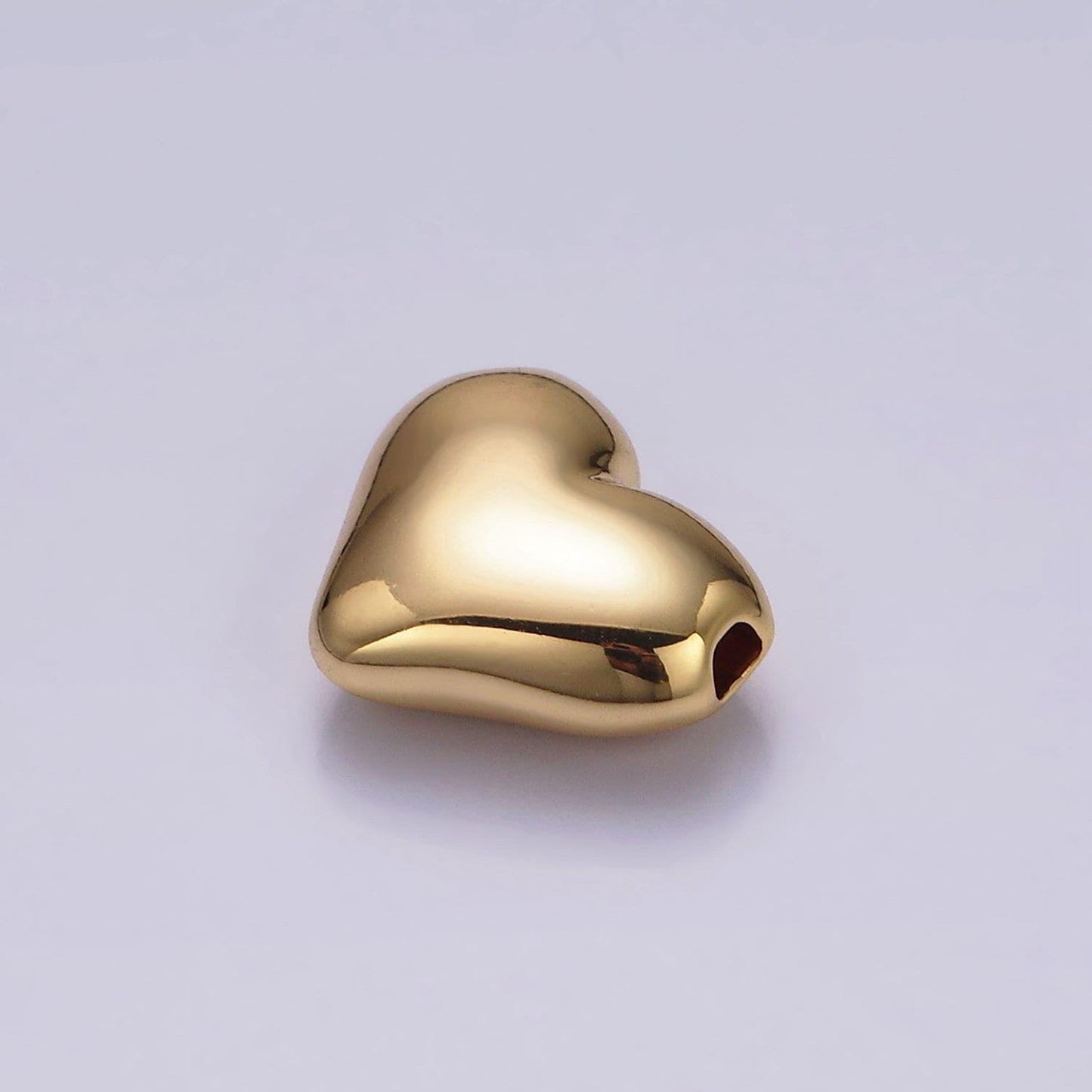 24k gold filled 13mm chubby heart minimalist bead | b844