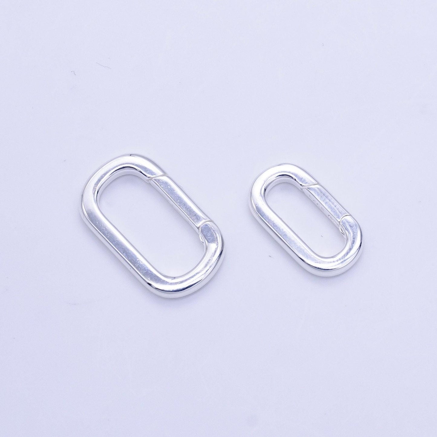 S925 sterling silver hinged oval push gate ring clasp charm pendants interchangeable connectors sl-510