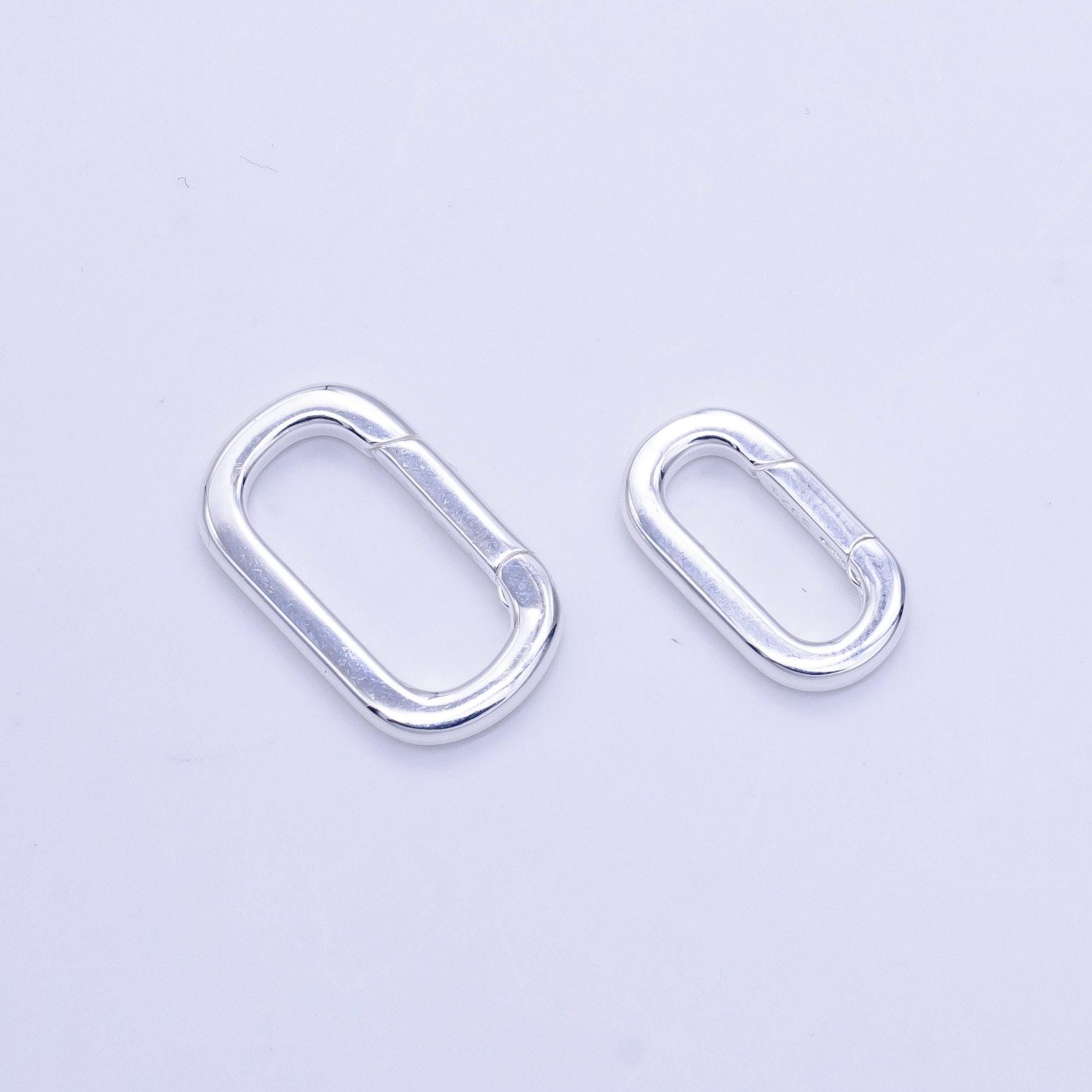 S925 sterling silver hinged oval push gate ring clasp charm pendants interchangeable connectors sl-510