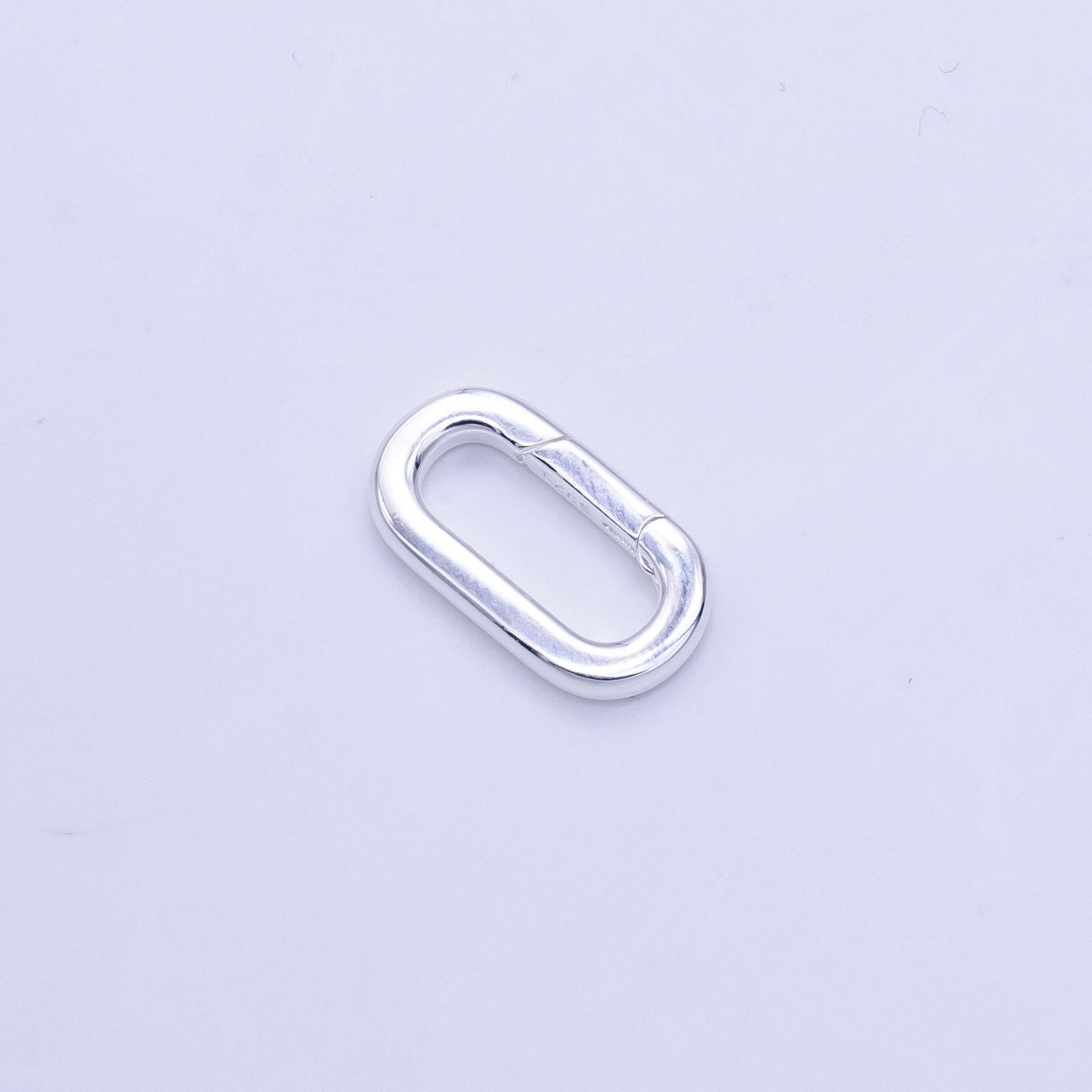 S925 sterling silver hinged oval push gate ring clasp charm pendants interchangeable connectors sl-510