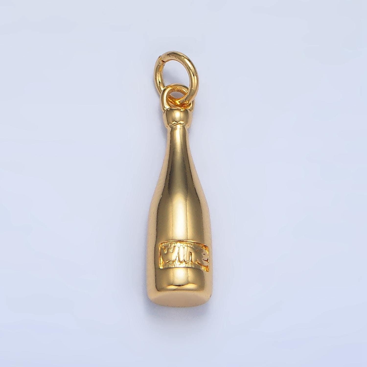 Dainty champagne bottle charm gold wine bracelet necklace charm pendant minimalist jewelry making x863