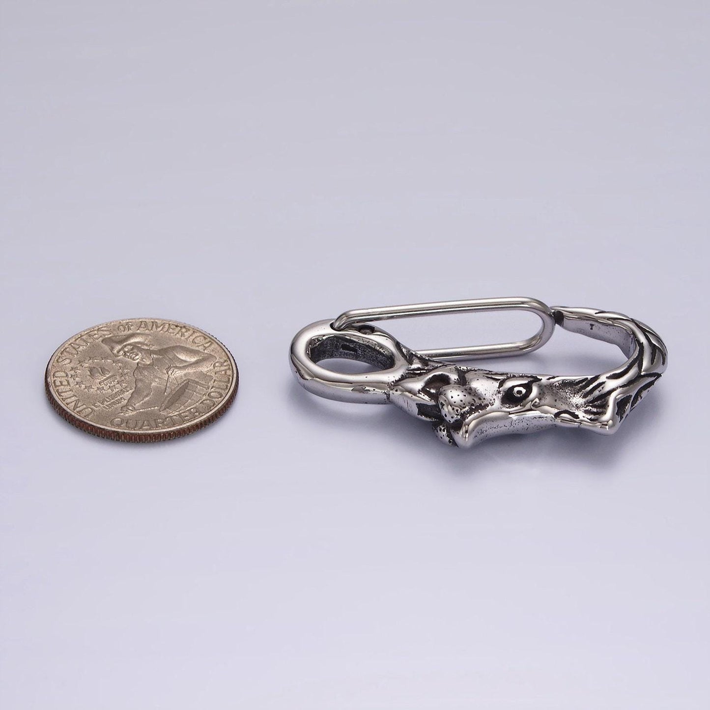 Stainless steel 45mm lion animal carabiner snap hook findings for keychain component supply | z665