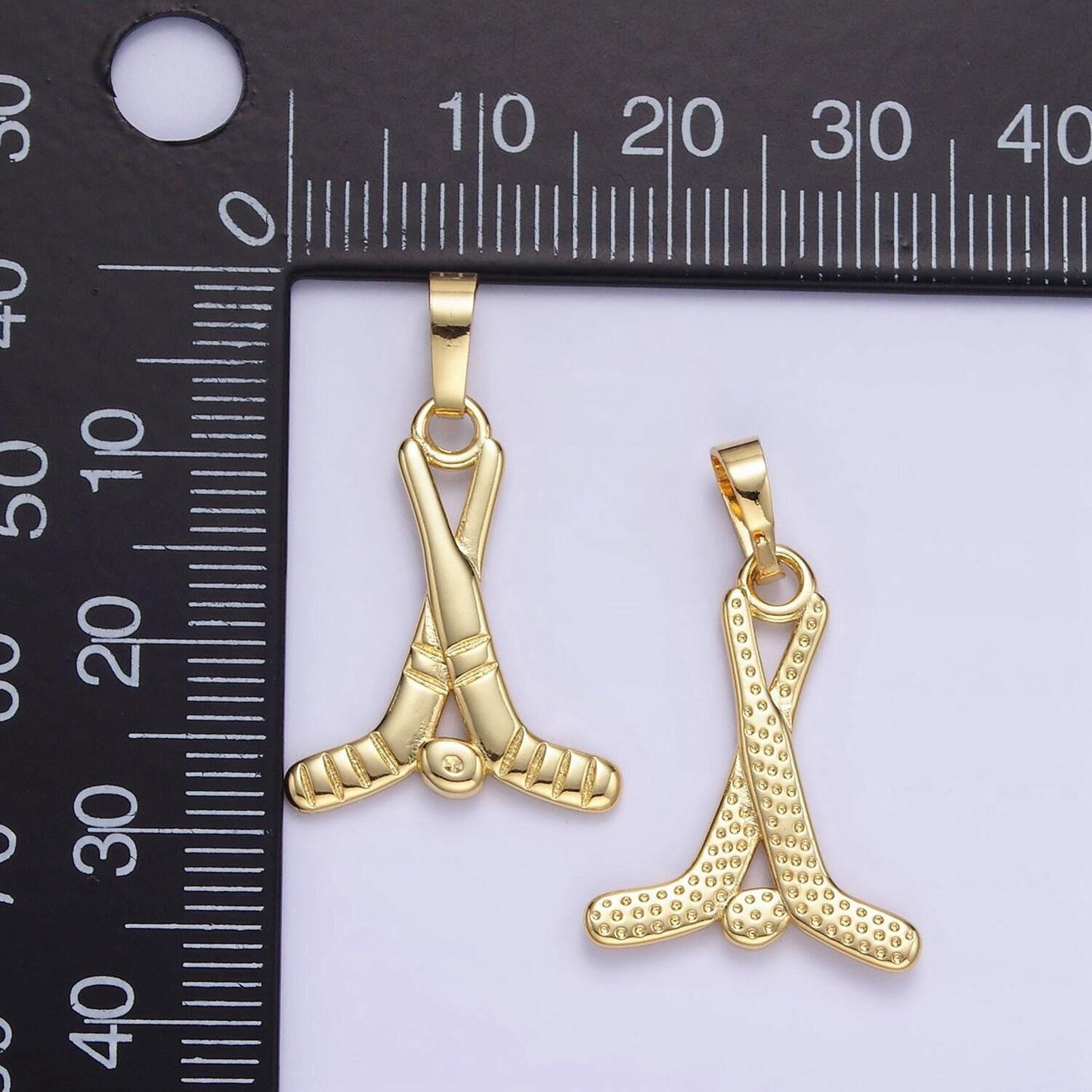 14k gold filled hockey stick charm with for sport jewelry inspired necklace bracelet component | ah-177
