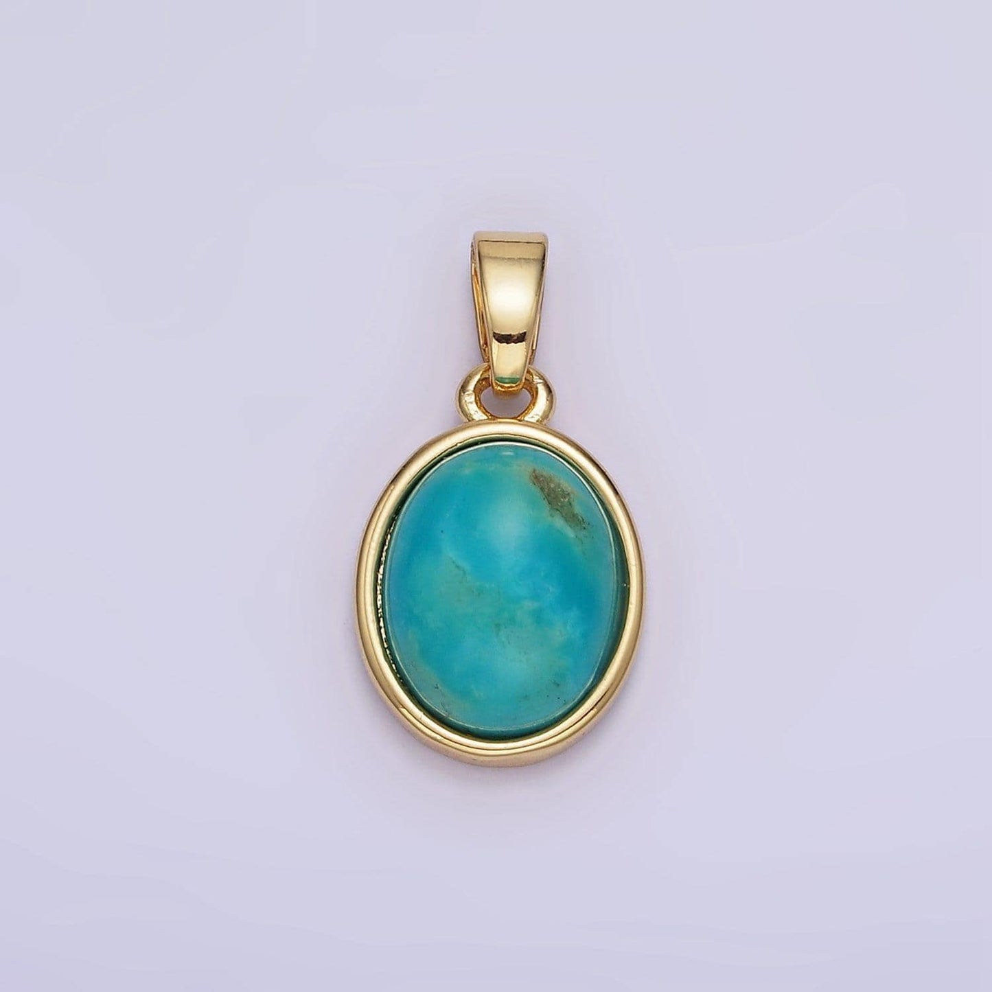 14k gold filled turquoise gemstone oval bezel pendant | ah-164
