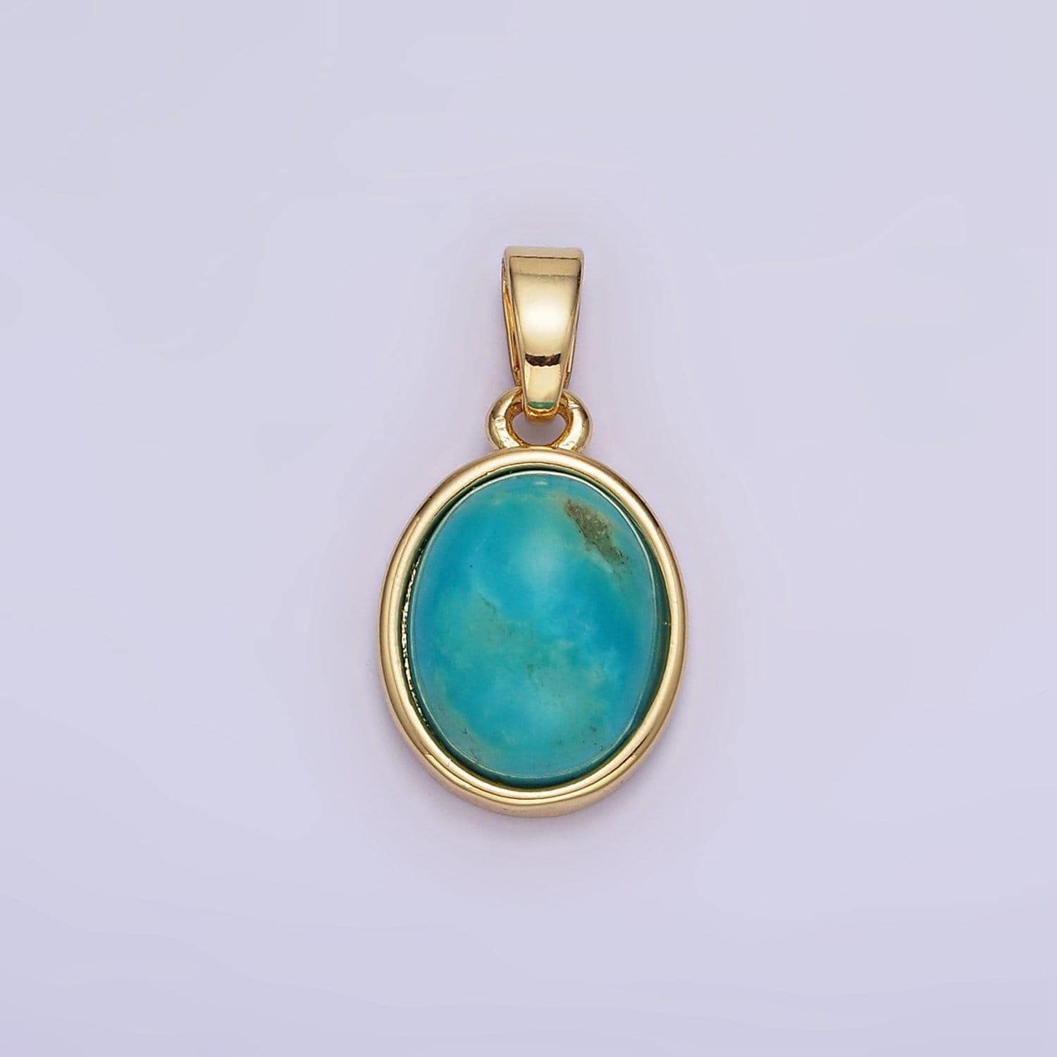 14k gold filled turquoise gemstone oval bezel pendant | ah-164