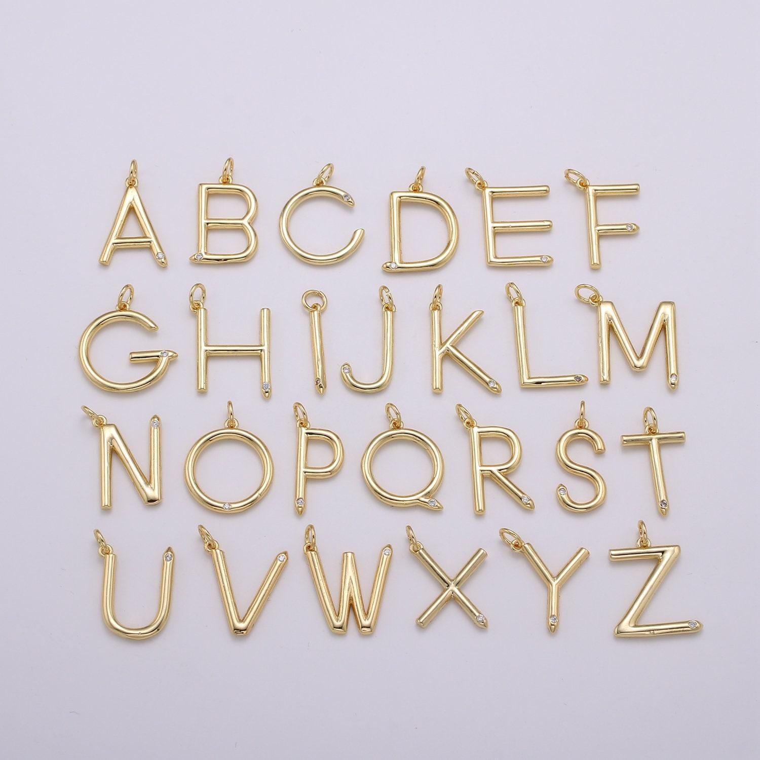 Gold letter charms, personalized charm, initial charms, bracelet charms, mini pendant charms for necklace charm 20x14mm,alph-15
