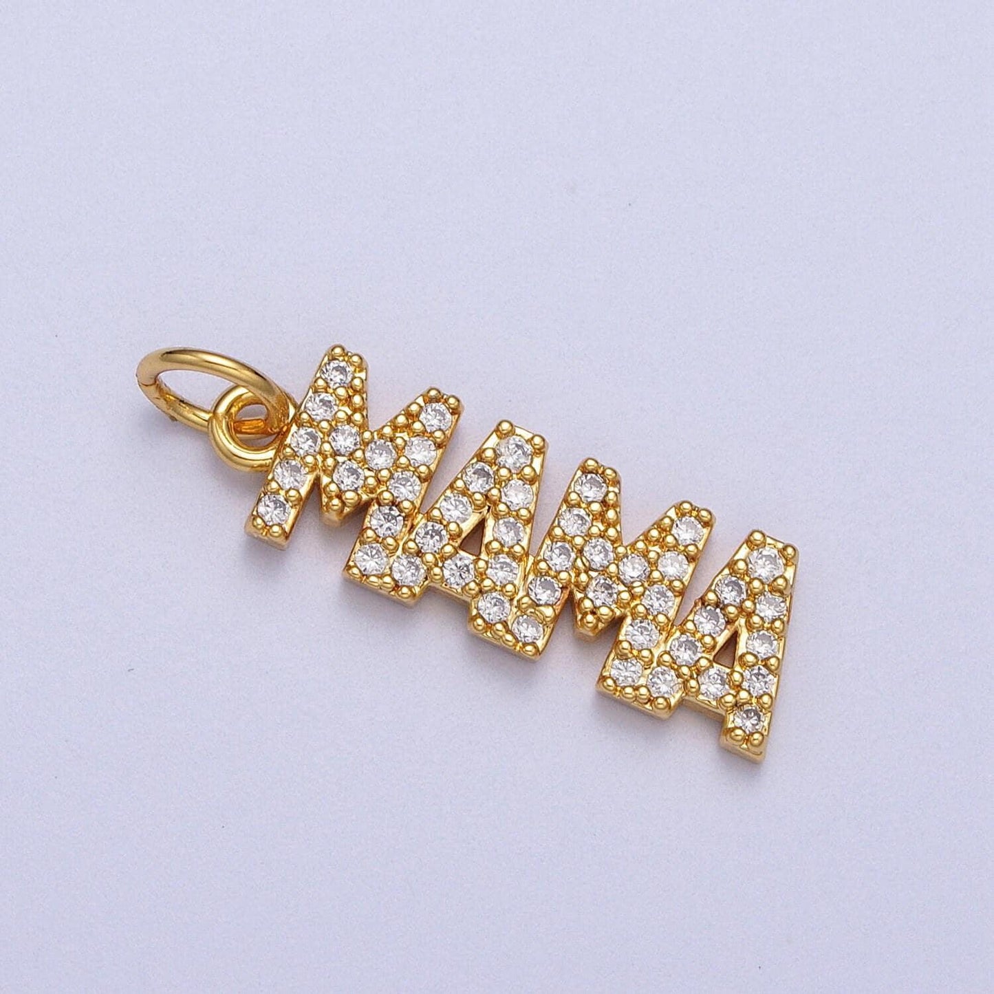Dainty cubic gold mama charm for bracelet necklace earring component diy jewelry making supply cz word charm minimalist jewelry ac547