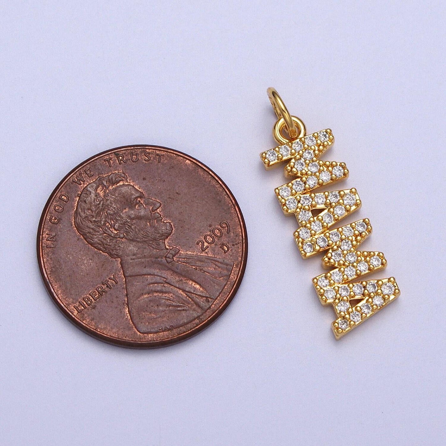 Dainty cubic gold mama charm for bracelet necklace earring component diy jewelry making supply cz word charm minimalist jewelry ac547
