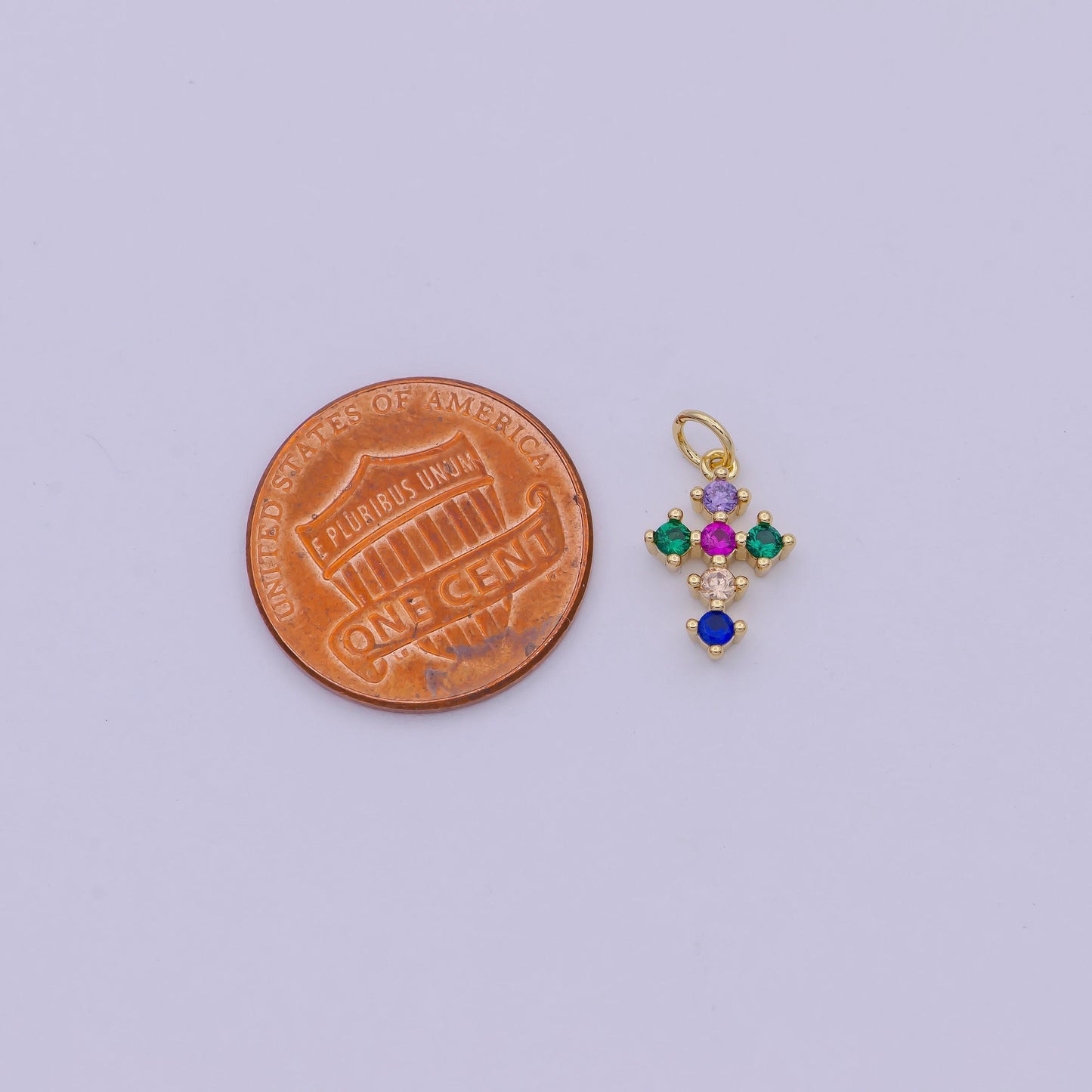 Micro 8.1x15mm cz cross religious charm 14k gold filled micro pave cross clear rainbow multi color charm for bracelet necklace earring,n-415