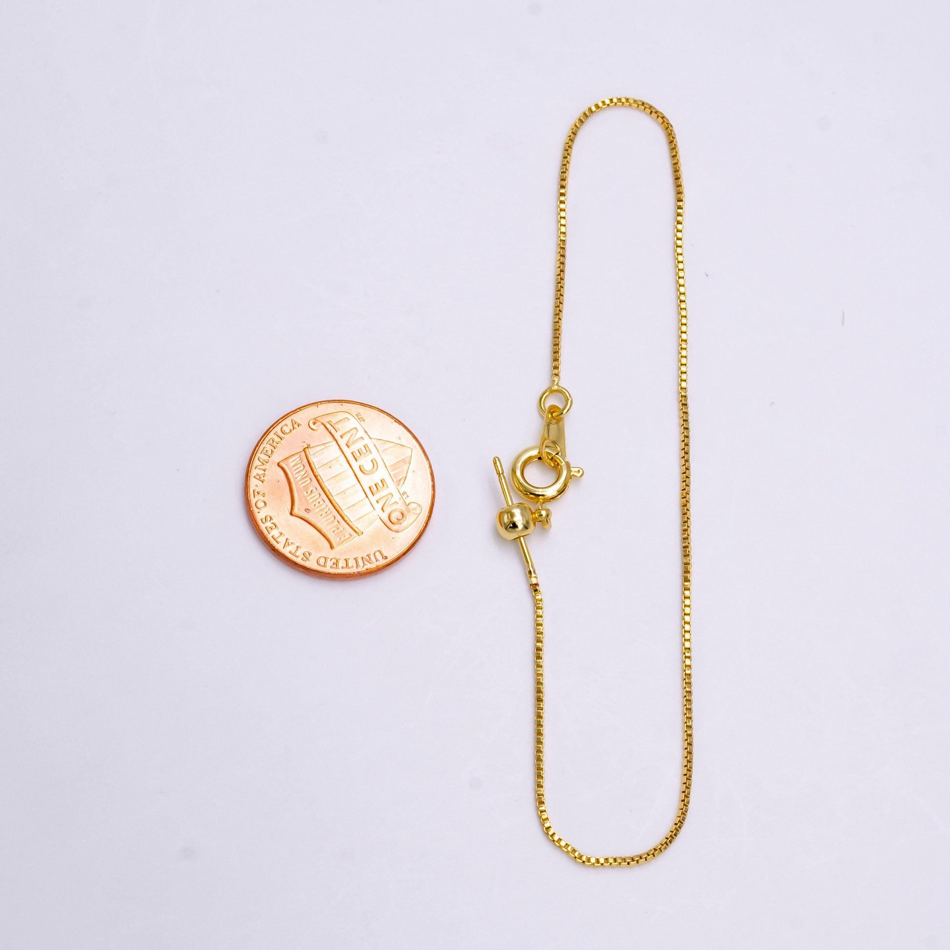 1x adjustable bracelet ready to wear 24k gold filled square box chain bracelet dainty box chain for jewelry making with pendant charm z-907