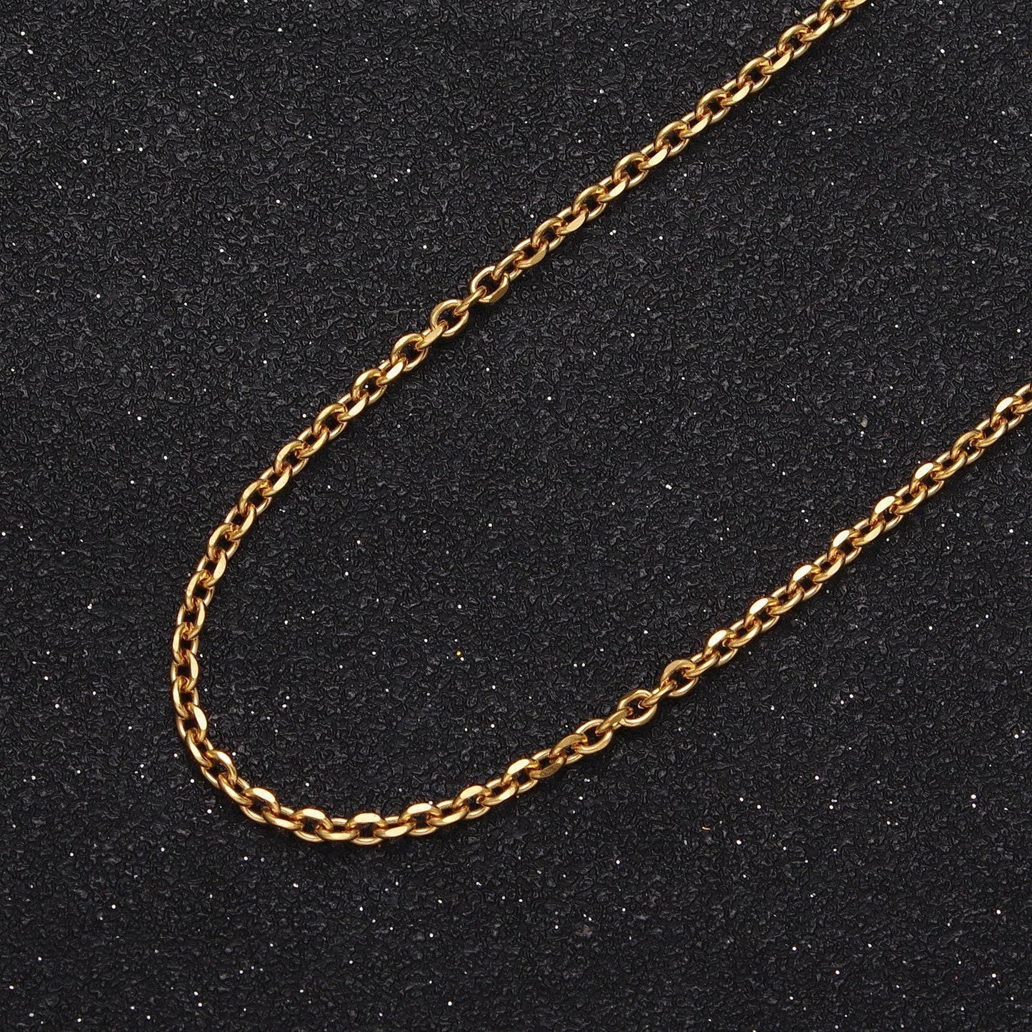 24k gold filled 2mm cable rolo chain bulk by yard, flat edge minimalist wholesale chain for jewelry making | roll-948