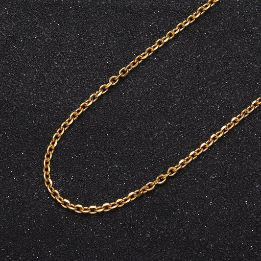 24k gold filled 2mm cable rolo chain bulk by yard, flat edge minimalist wholesale chain for jewelry making | roll-948