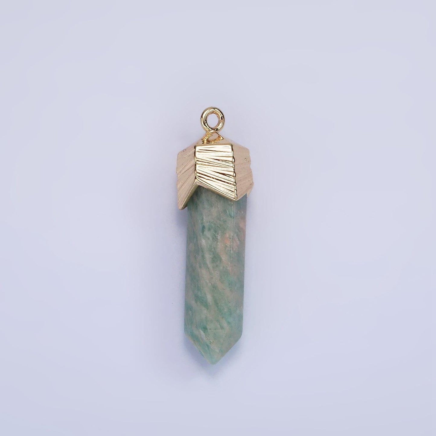 Dainty gemstone spike pendant charm with gold plated edges rose quartz onyx blue lapiz amazonite pendant ag333