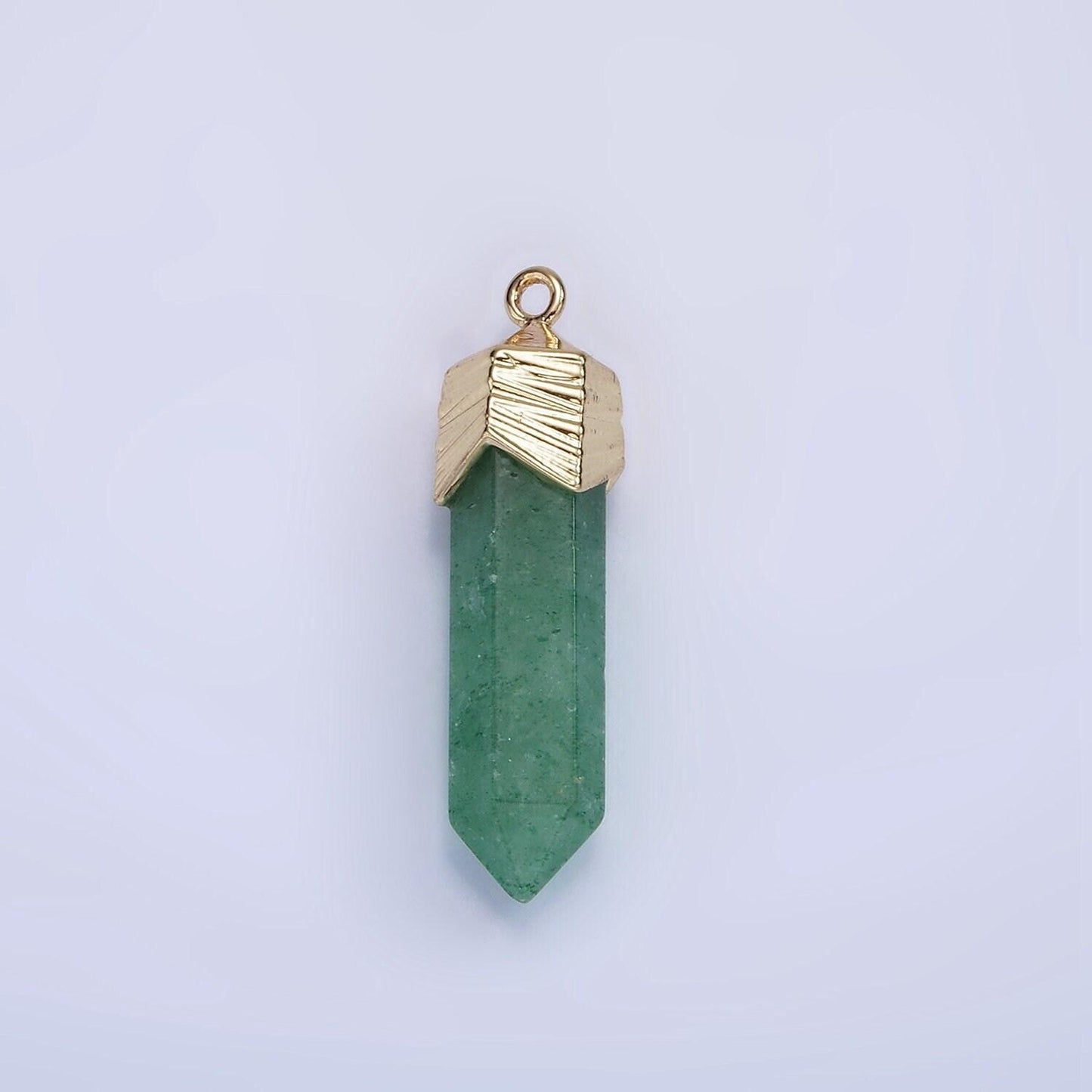 Dainty gemstone spike pendant charm with gold plated edges rose quartz onyx blue lapiz amazonite pendant ag333