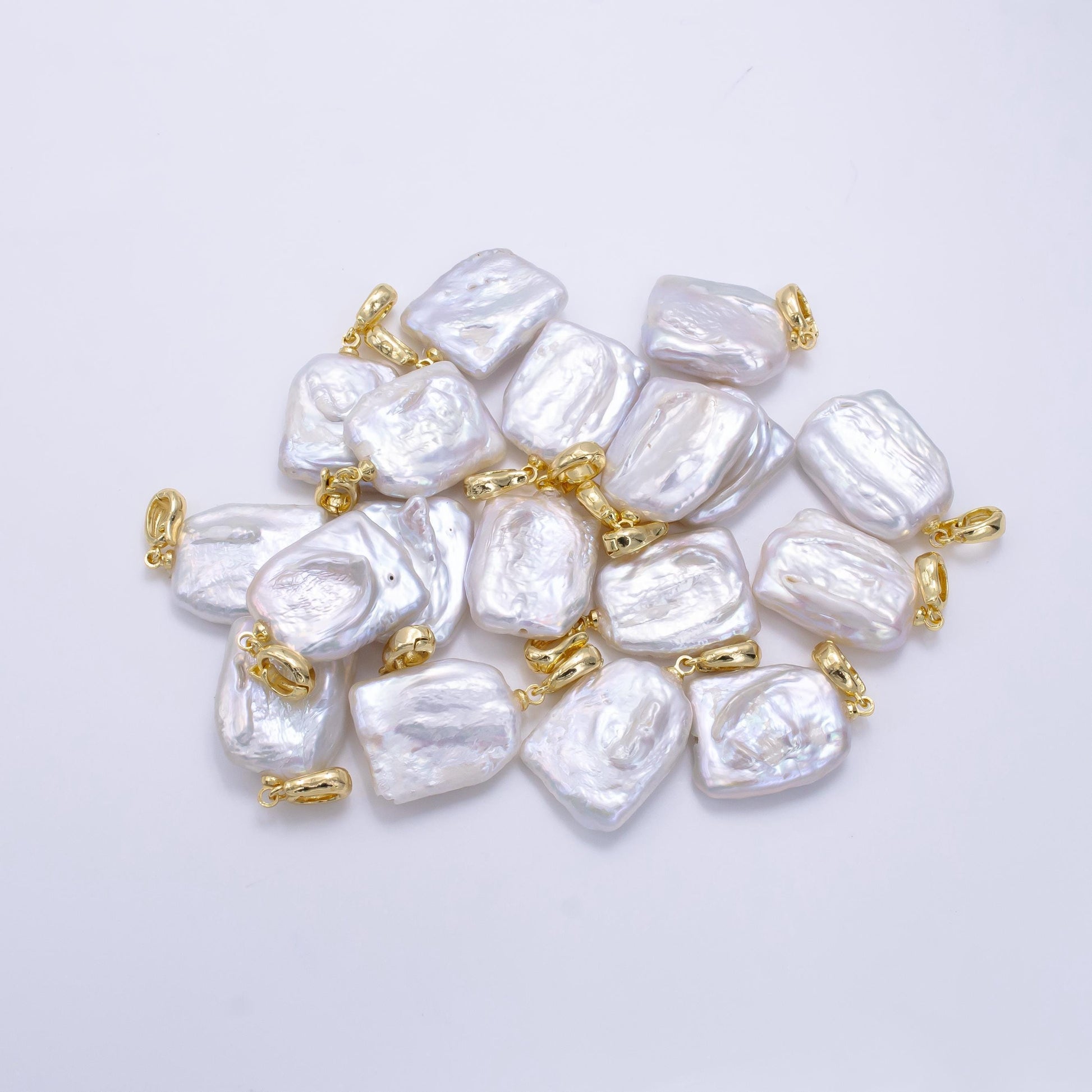 1pc freeform square shape baroque pearl charm with 24k gold filled bail for necklace anklet bracelet earring supplies p1892