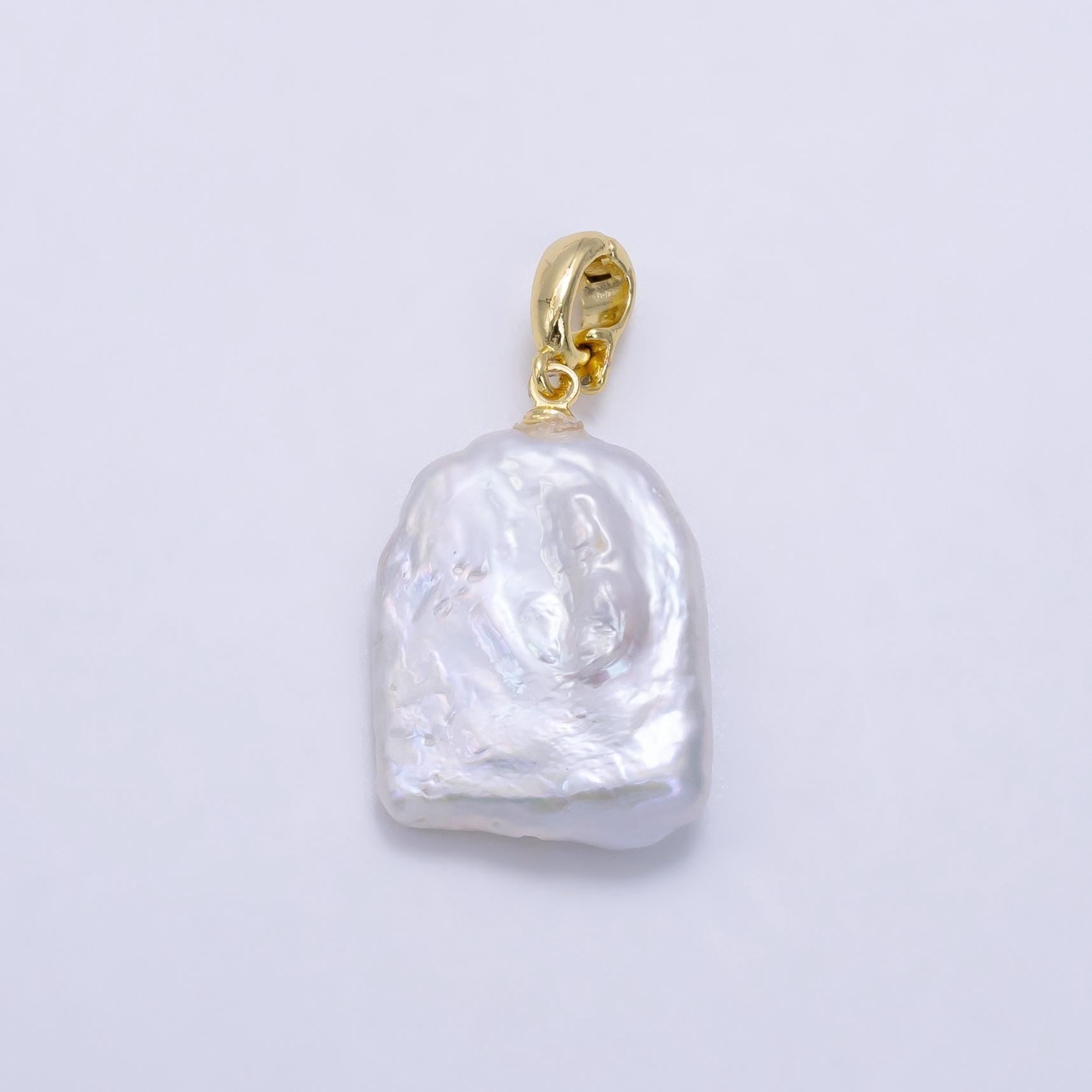 1pc freeform square shape baroque pearl charm with 24k gold filled bail for necklace anklet bracelet earring supplies p1892