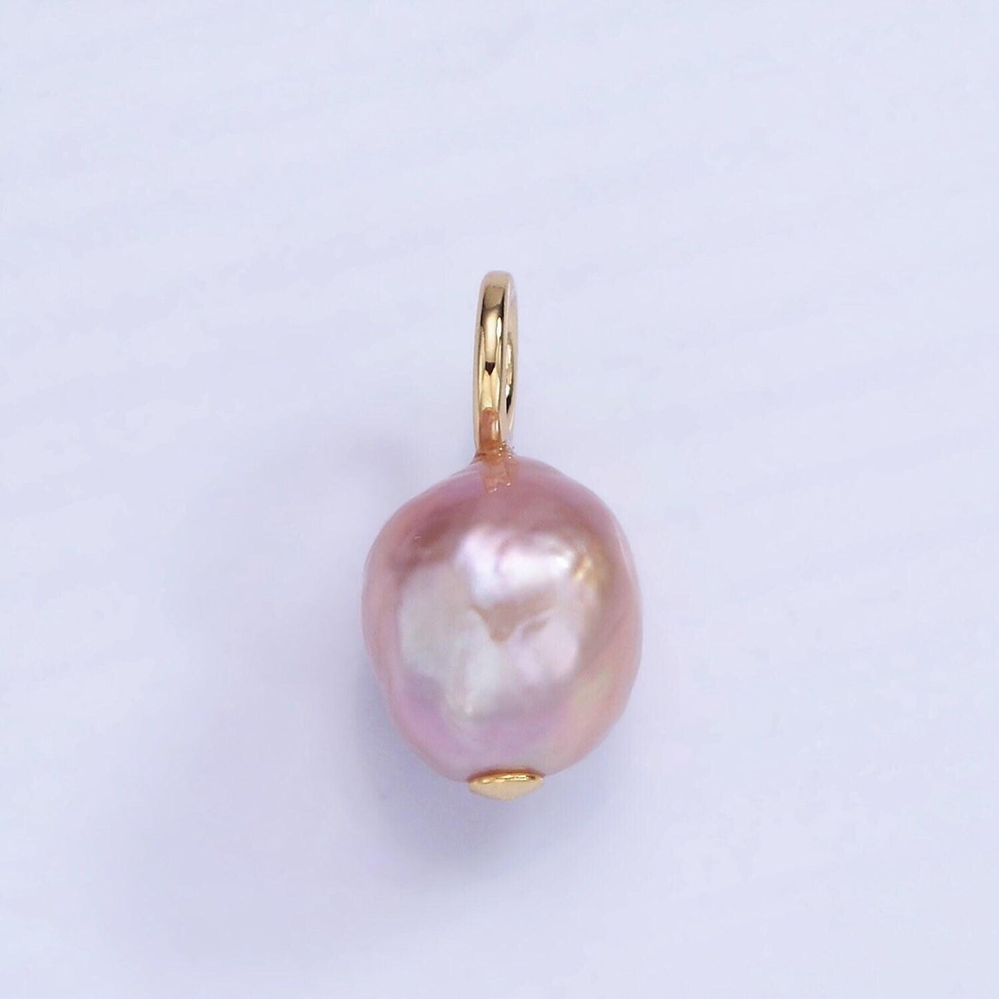Dainty pretty mauve pink purple oval baroque pear pearl charm teardrop genuine freshwater mermaid pearls pendant p1703