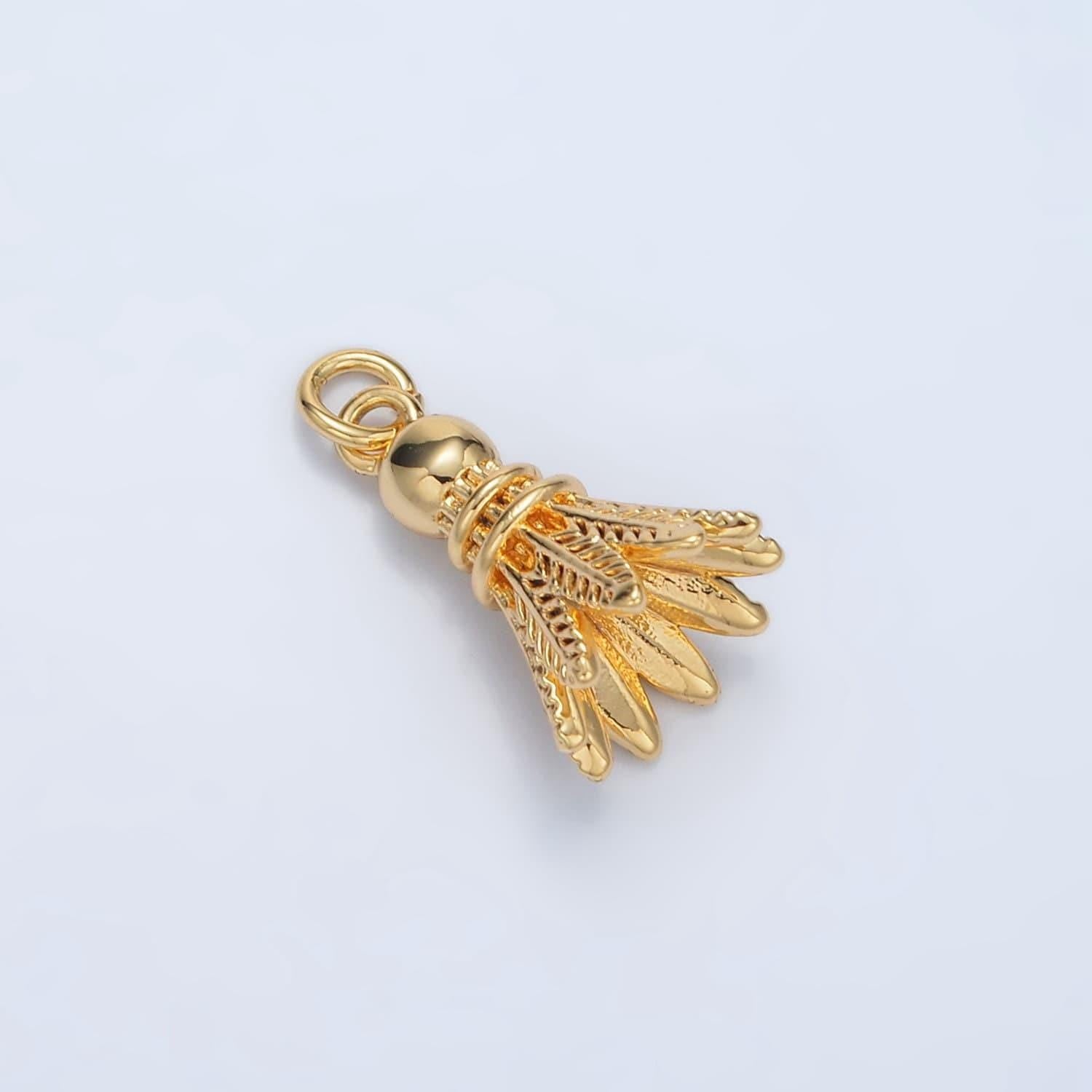 14k gold filled shuttlecock pendant charm for badminton sport jewelry inspired necklace bracelet component | d800