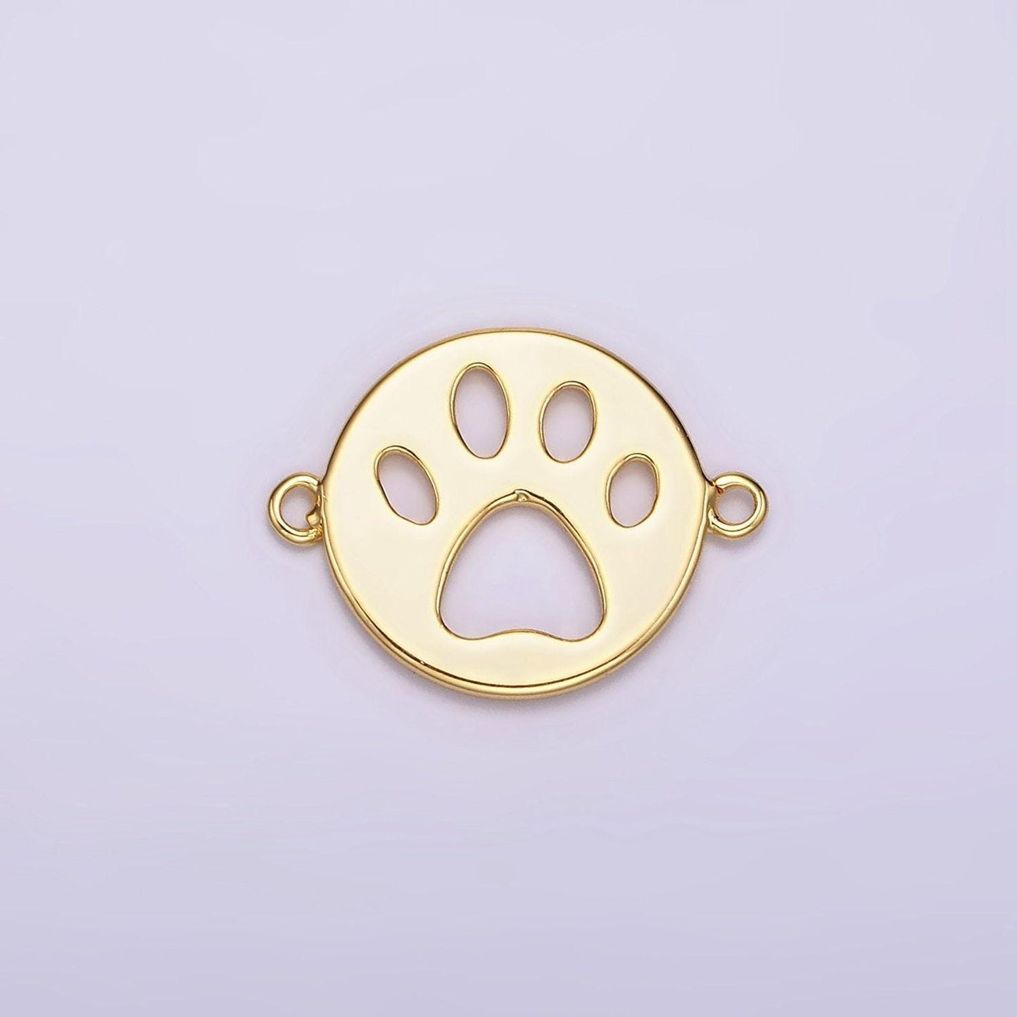 14k gold filled 12mm pawprint animal pet round open connector | g803