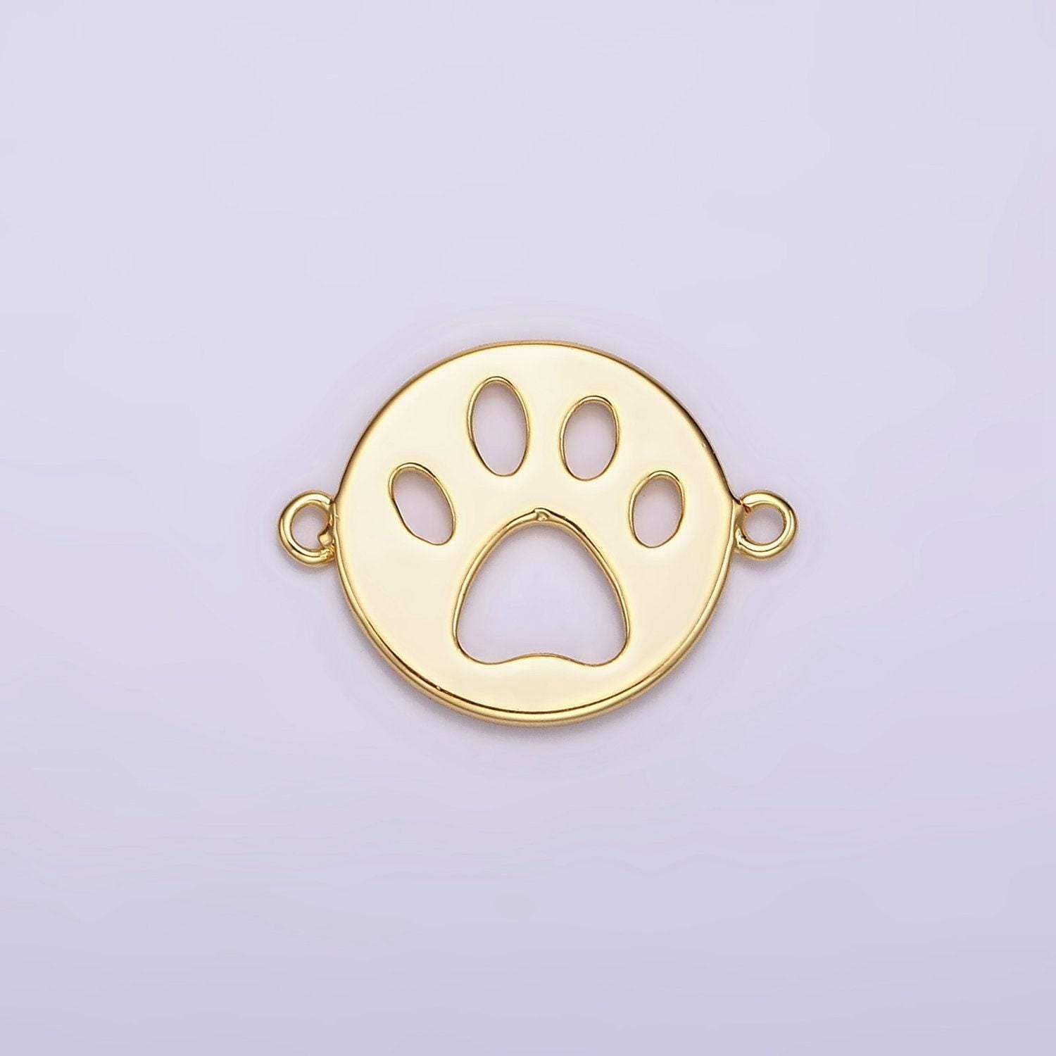 14k gold filled 12mm pawprint animal pet round open connector | g803
