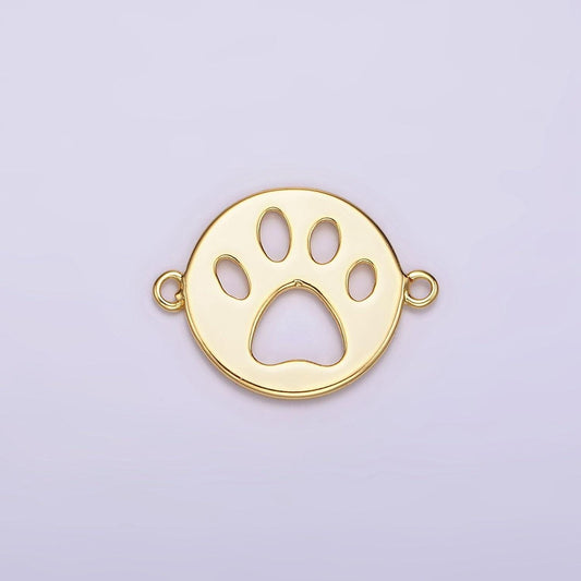 14k gold filled 12mm pawprint animal pet round open connector | g803