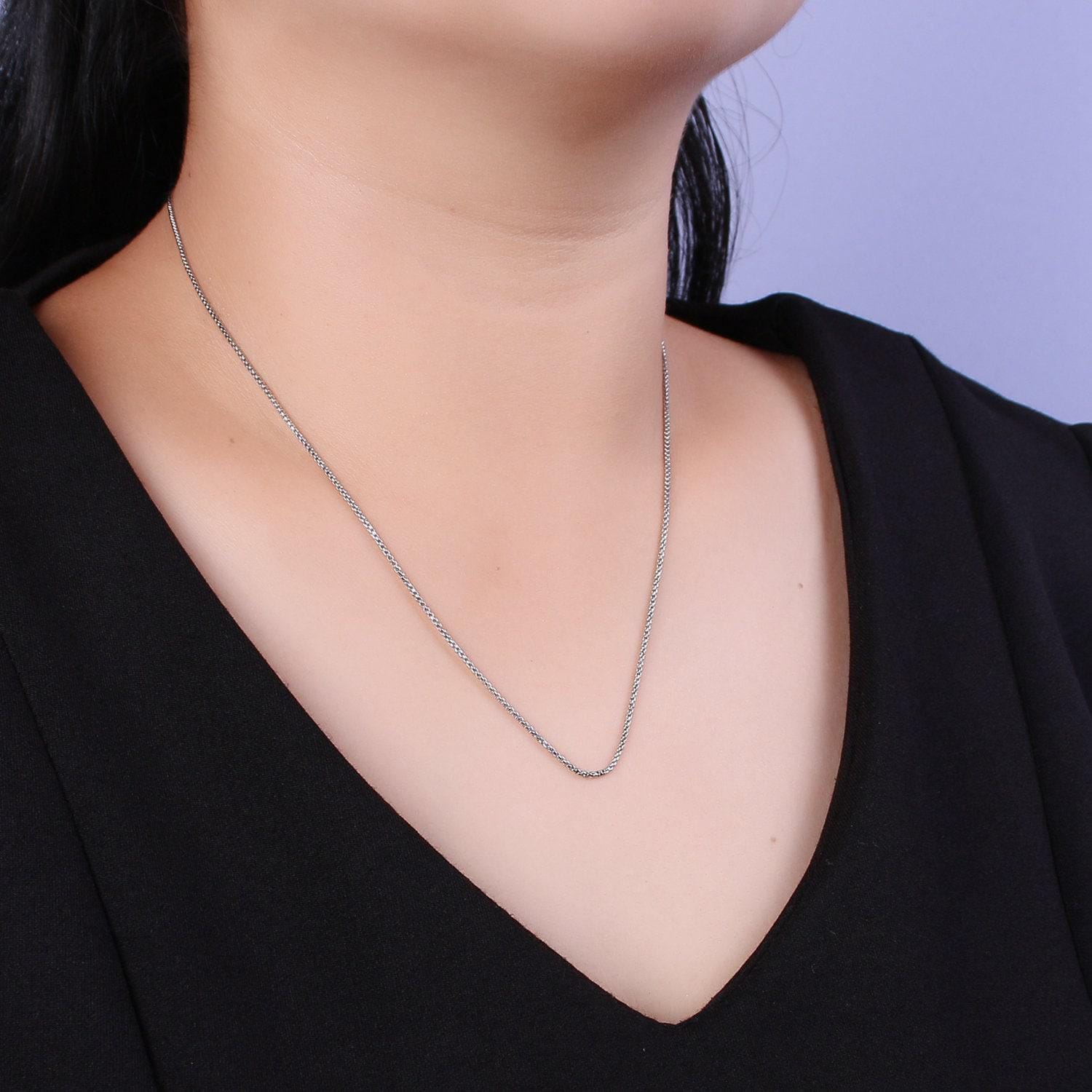 1pc 17.7'' ready to use 1.2mm 16k gold plated rolo box necklace chainlayer round chain bold necklacefor pendant charm necklace making,wa 436