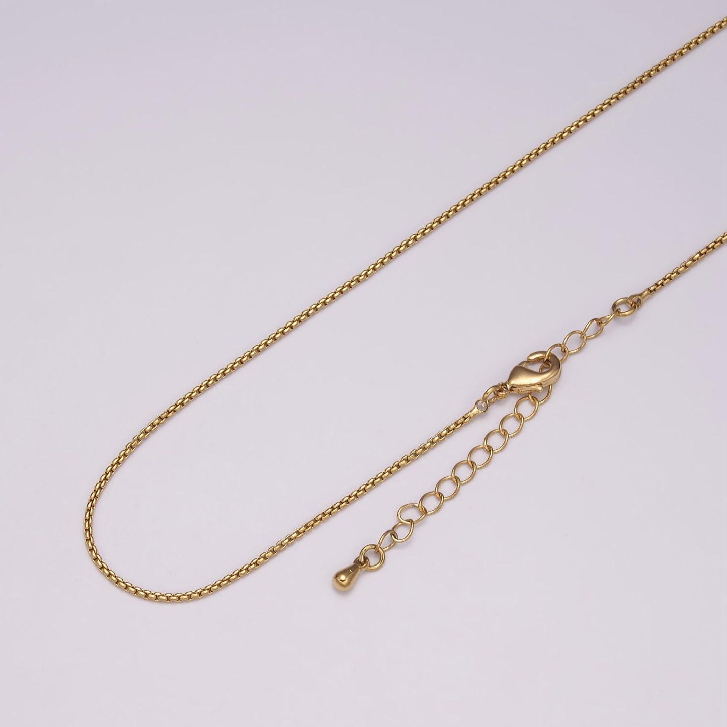 1pc 17.7'' ready to use 1.2mm 16k gold plated rolo box necklace chainlayer round chain bold necklacefor pendant charm necklace making,wa 436