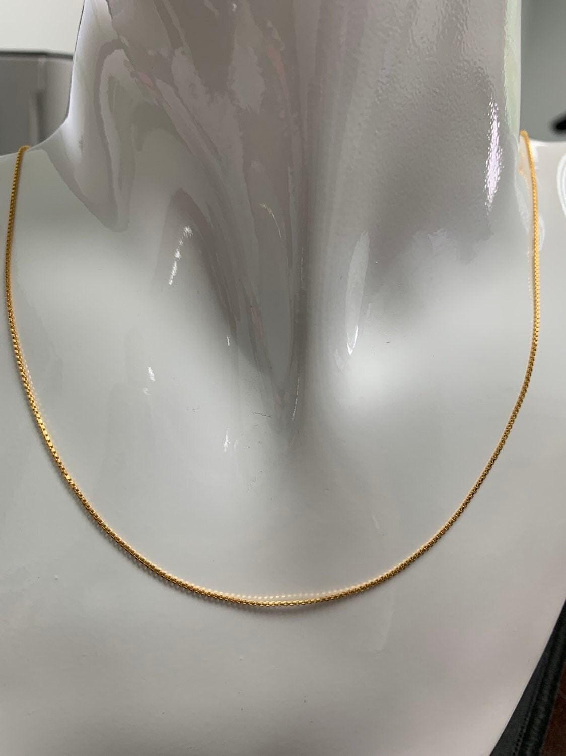 1pc 17.5'' 0.7mm ready to wear gold rollo box chain necklace, layering dainty box chain for jewelry making with pendant charm,307