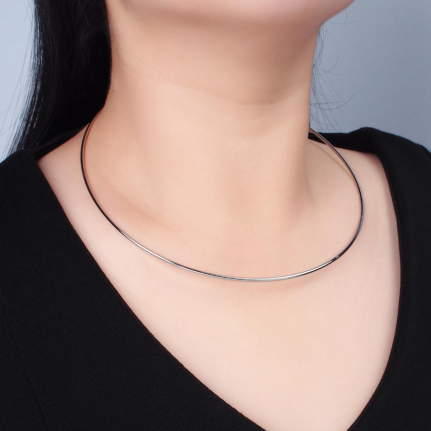 Dainty gold collar necklace silver choker necklace minimalist jewelry thin wire layer necklace adjustable wa-2620