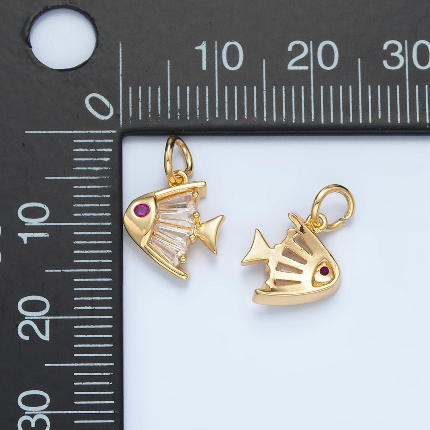 Mini cz angel fish fuchsia cz eye ocean and animal charm | e-739