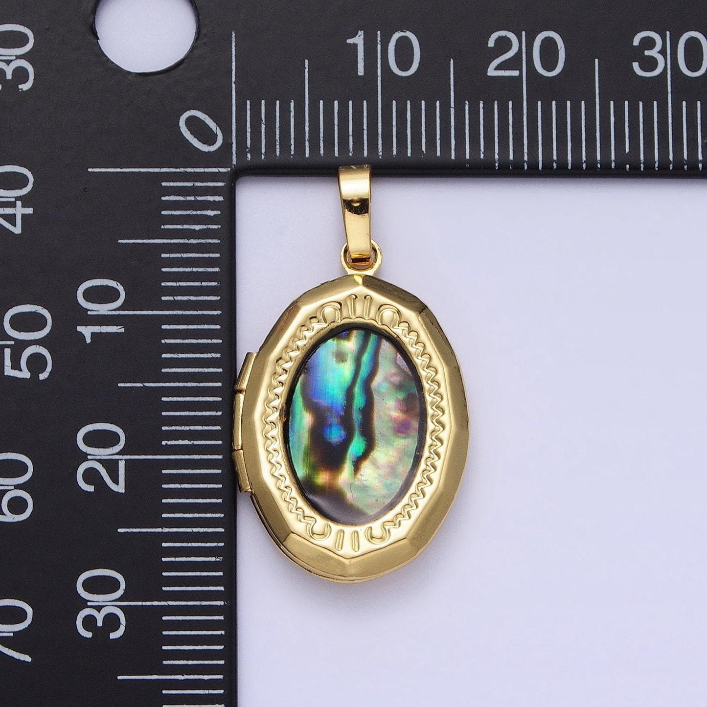 24k gold filled abalone oval geometric classics necklace locket in gold & silver | aa369 aa370