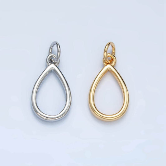 Dainty gold filled tear drop charm shaped add-on charm pendant open teardrop geometric jewelry d744