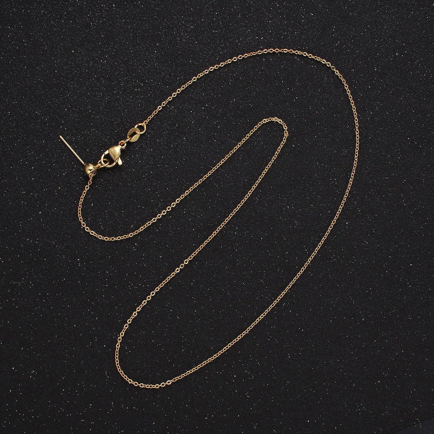 17.0" adjustable necklace ready to wear 24k gold filled flat cable chain necklace dainty chain for jewelry making with pendant charm wa-2433