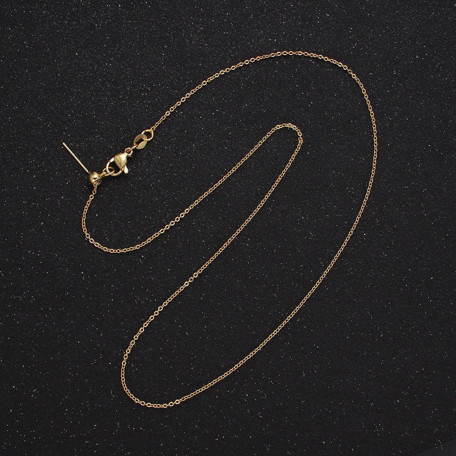 17.0" adjustable necklace ready to wear 24k gold filled flat cable chain necklace dainty chain for jewelry making with pendant charm wa-2433