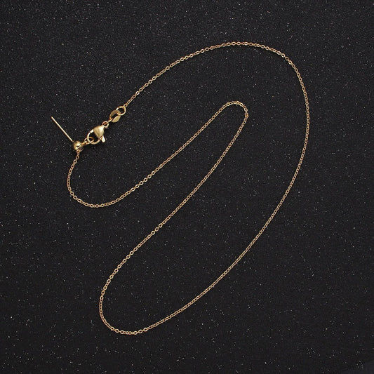 17.0" adjustable necklace ready to wear 24k gold filled flat cable chain necklace dainty chain for jewelry making with pendant charm wa-2433