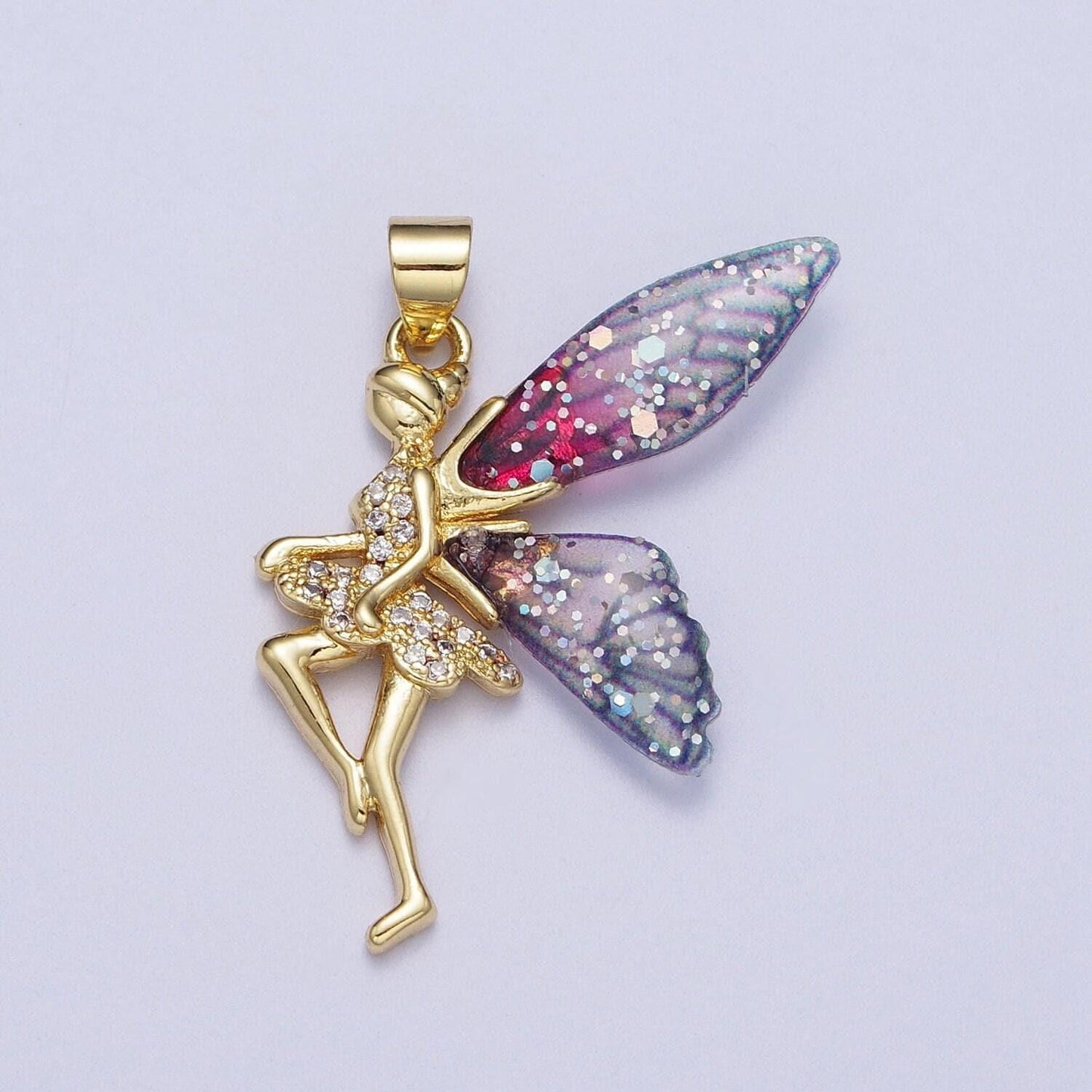 Large fairy pendant art nouveau pixie gold charms whimsical faerie fairie fantasy wholesale jewelry supply h-666