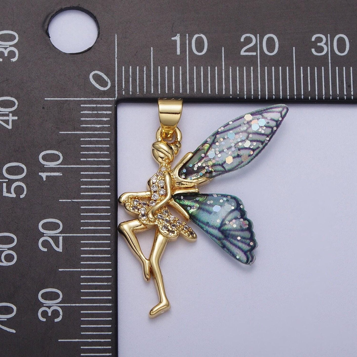 Large fairy pendant art nouveau pixie gold charms whimsical faerie fairie fantasy wholesale jewelry supply h-666