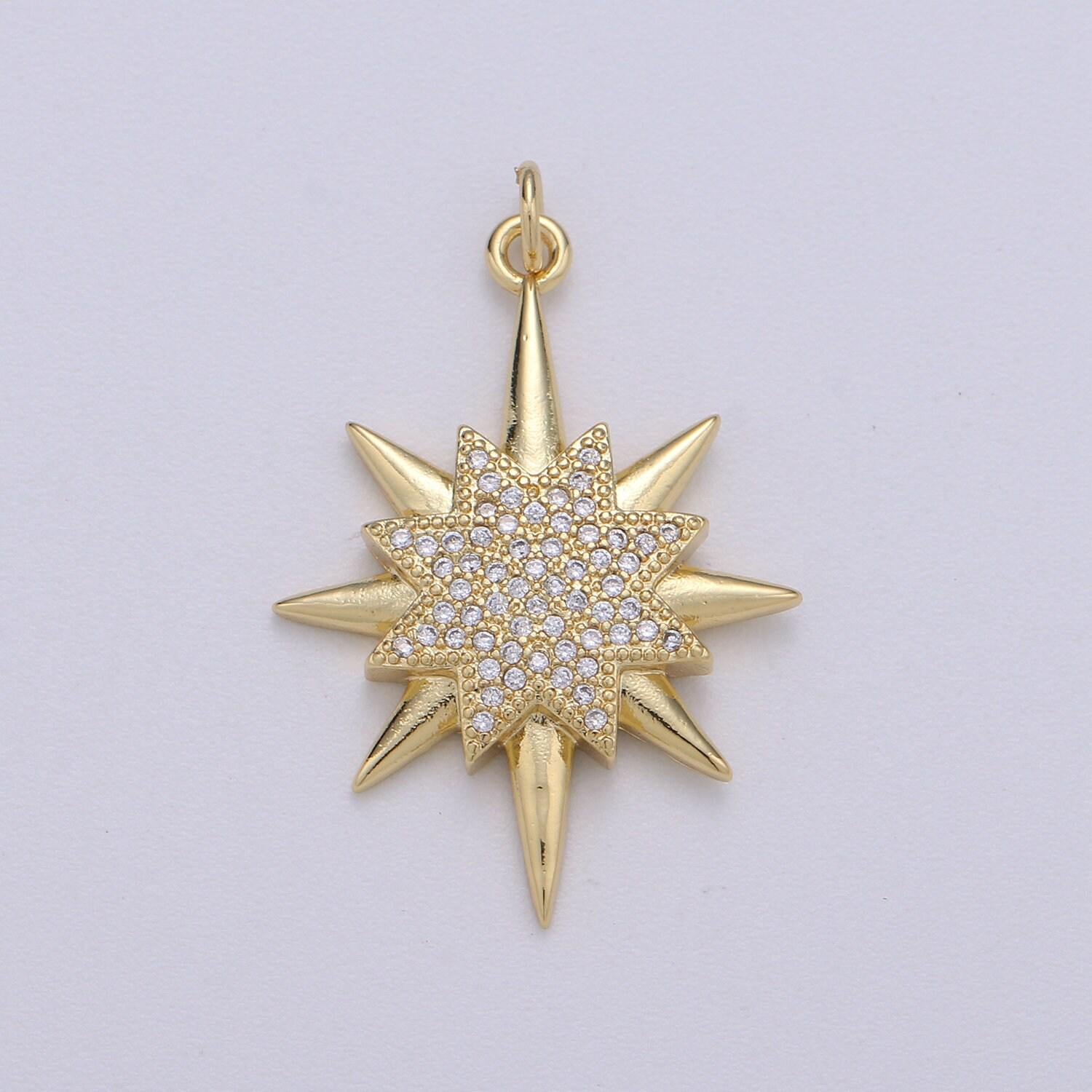 1pcs micro pave star charms, cubic zirconia charms, gold star charm, necklace pendant bracelet charms star celestial jewelry