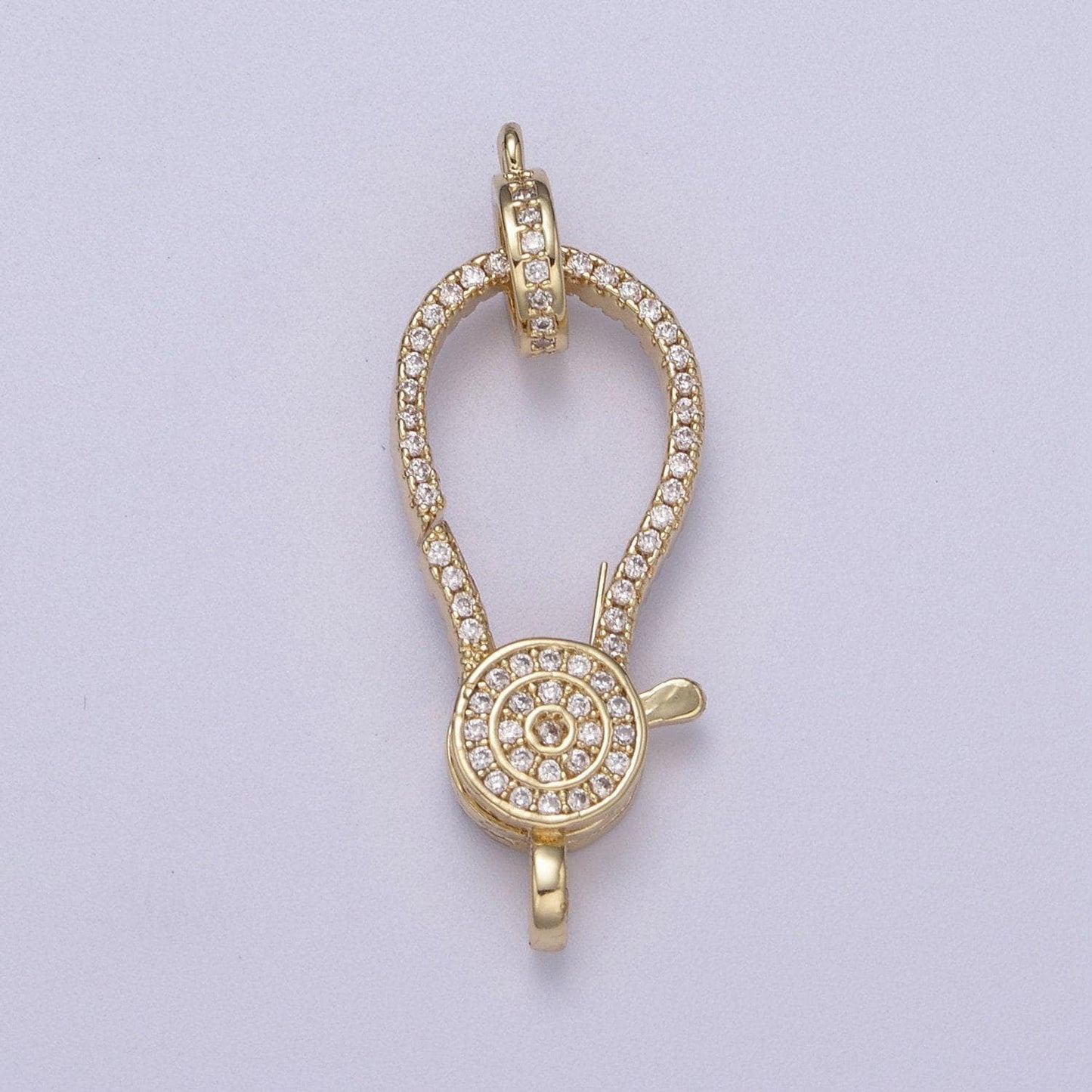 Cubic zirconia clasp, gold filled clasp enhancer, pave cz lobster clasp 35.3x12.6mm l-606