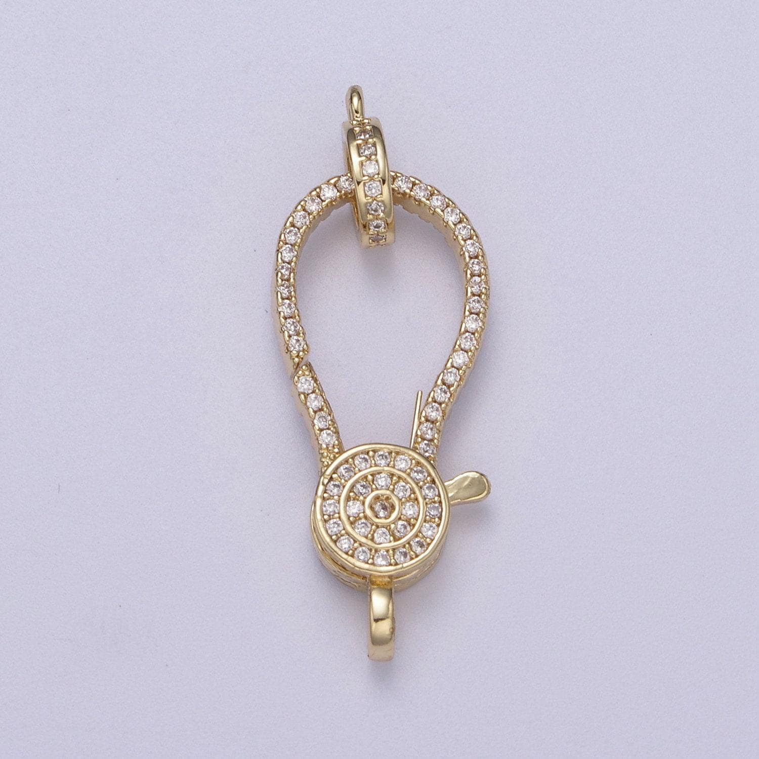 Cubic zirconia clasp, gold filled clasp enhancer, pave cz lobster clasp 35.3x12.6mm l-606