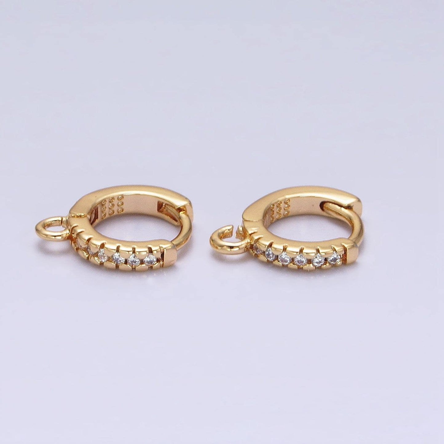 Micro pave gold filled 10mm thin flat open link earring lever back huggie earrings supply | z220 z388