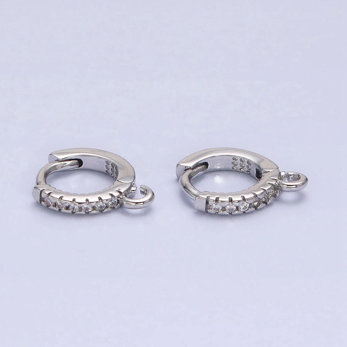 Micro pave gold filled 10mm thin flat open link earring lever back huggie earrings supply | z220 z388