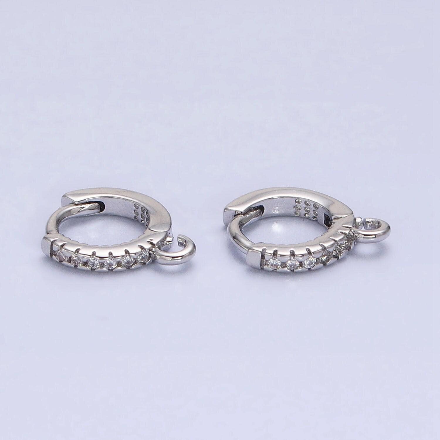 Micro pave gold filled 10mm thin flat open link earring lever back huggie earrings supply | z220 z388