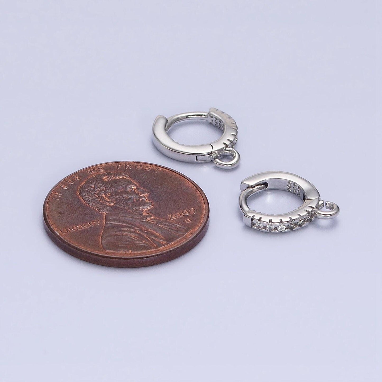 Micro pave gold filled 10mm thin flat open link earring lever back huggie earrings supply | z220 z388