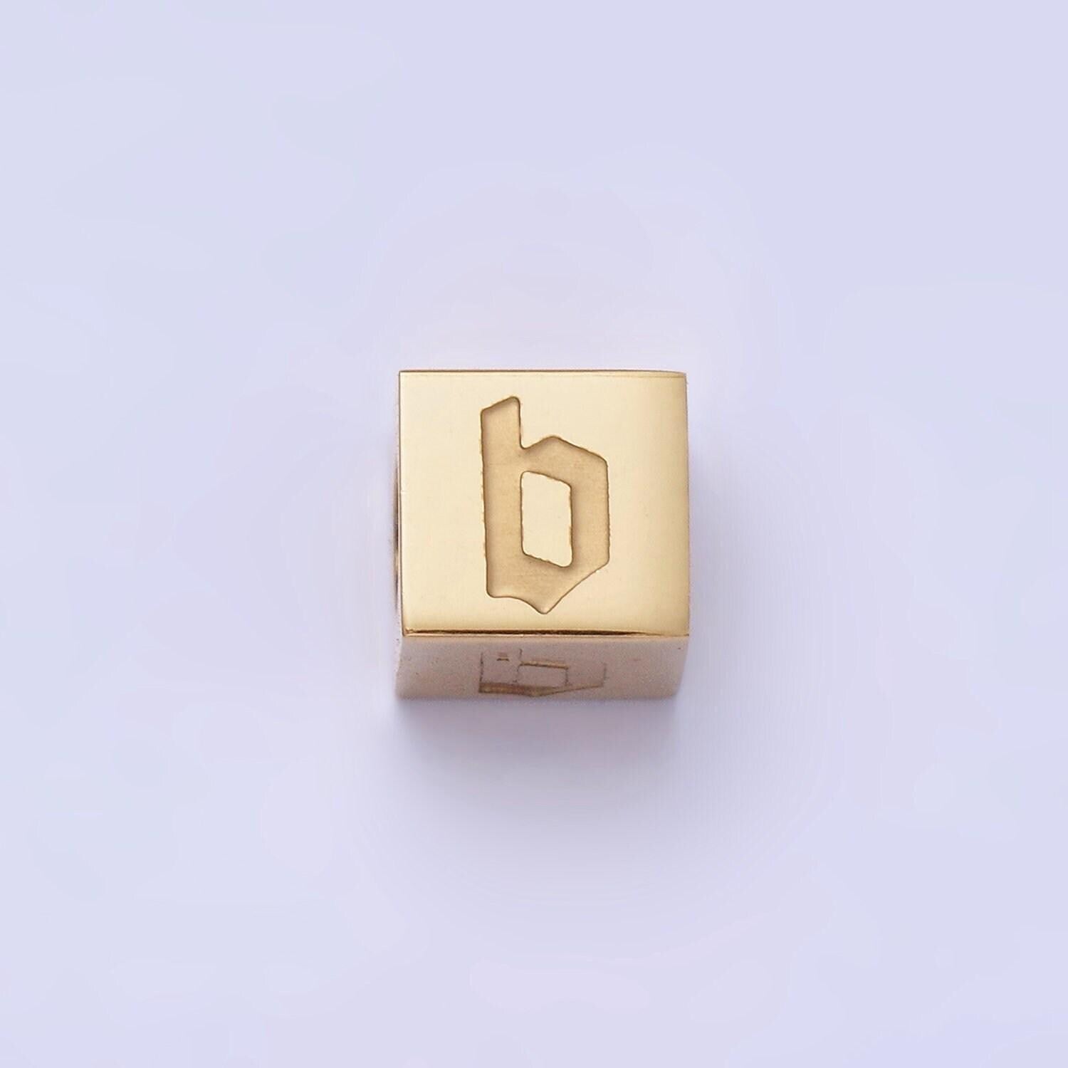 Gold stainless steel gothic letter bead spacer old english alphabet for bracelet necklace jewelry initial charm supplies tarnish free a-937